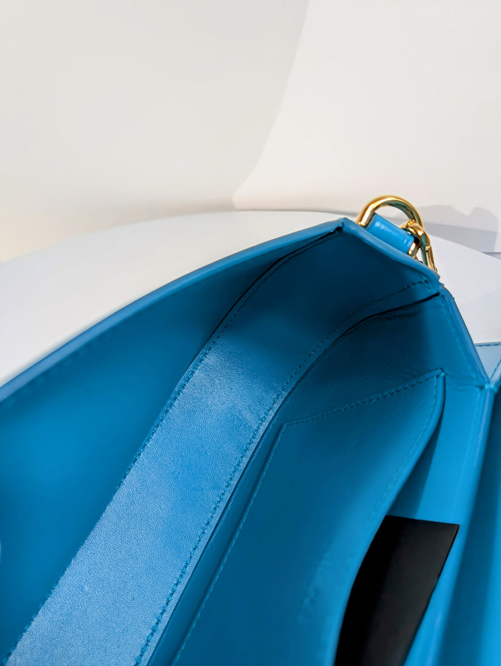 Versace Virtus Greca Goddess Shoulder Bag in Versace Blue