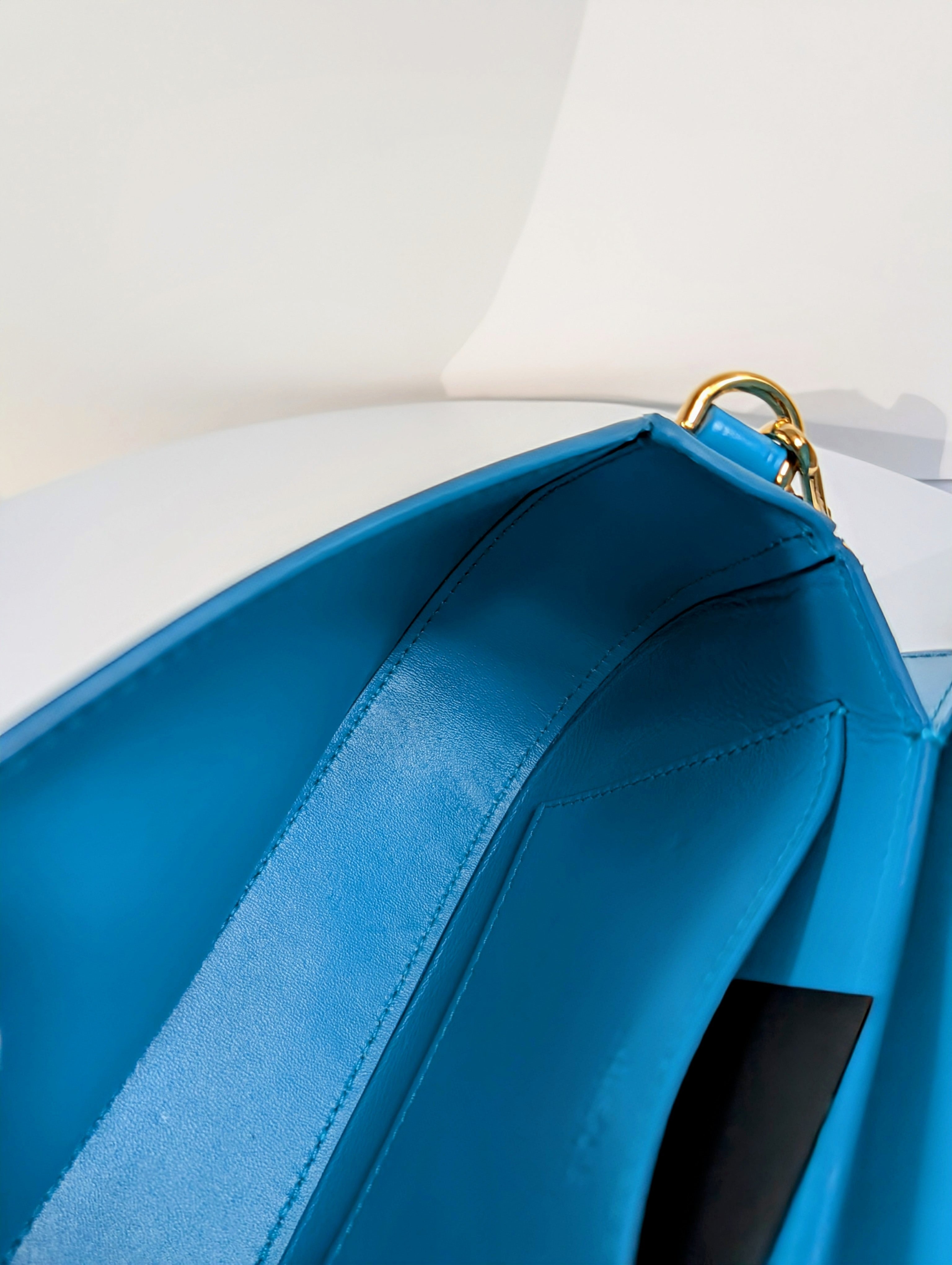 Versace Virtus Greca Goddess Shoulder Bag in Versace Blue