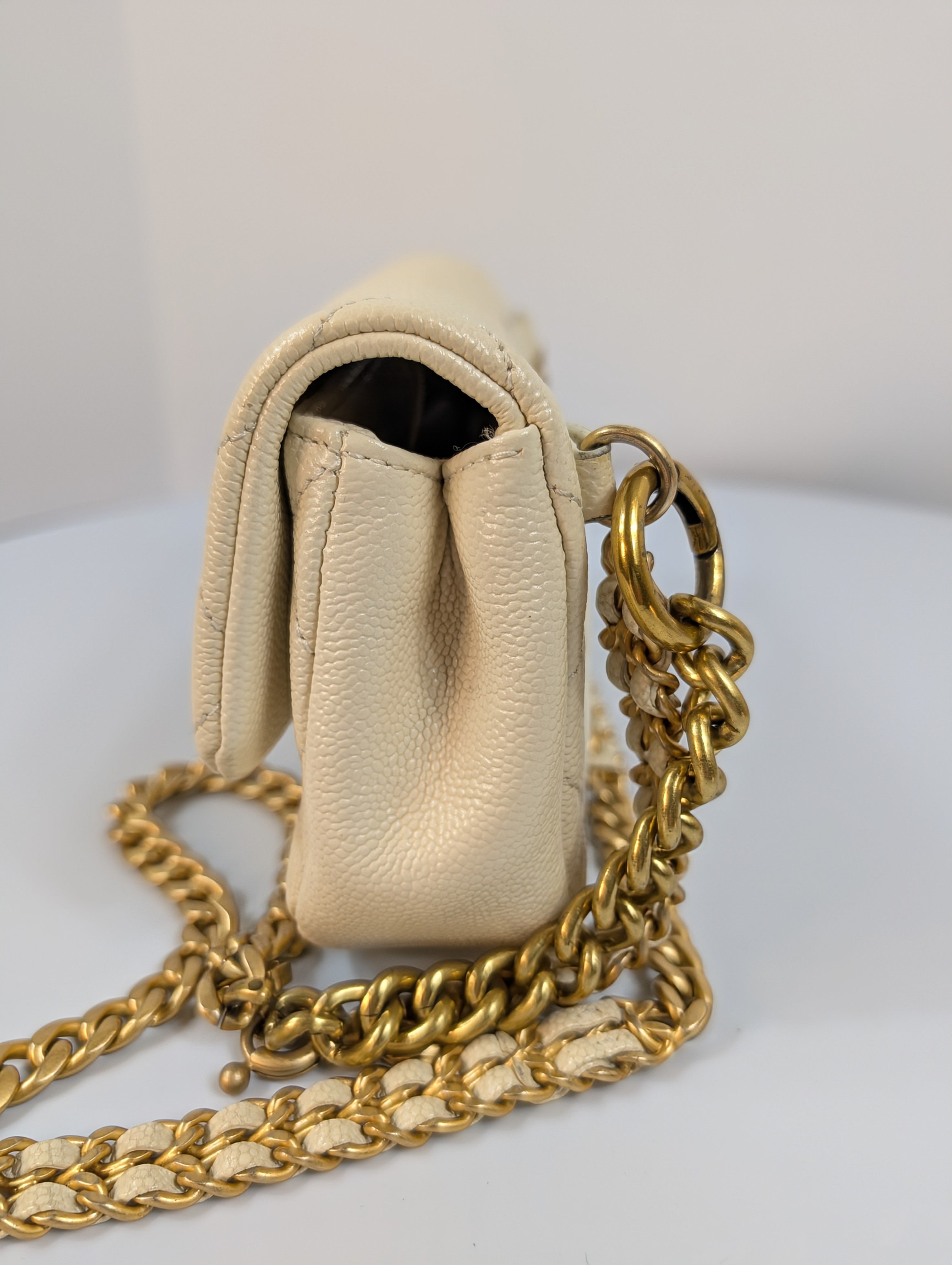 Chanel Melody Cream White Caviar Belt (or Crossbody) Bag