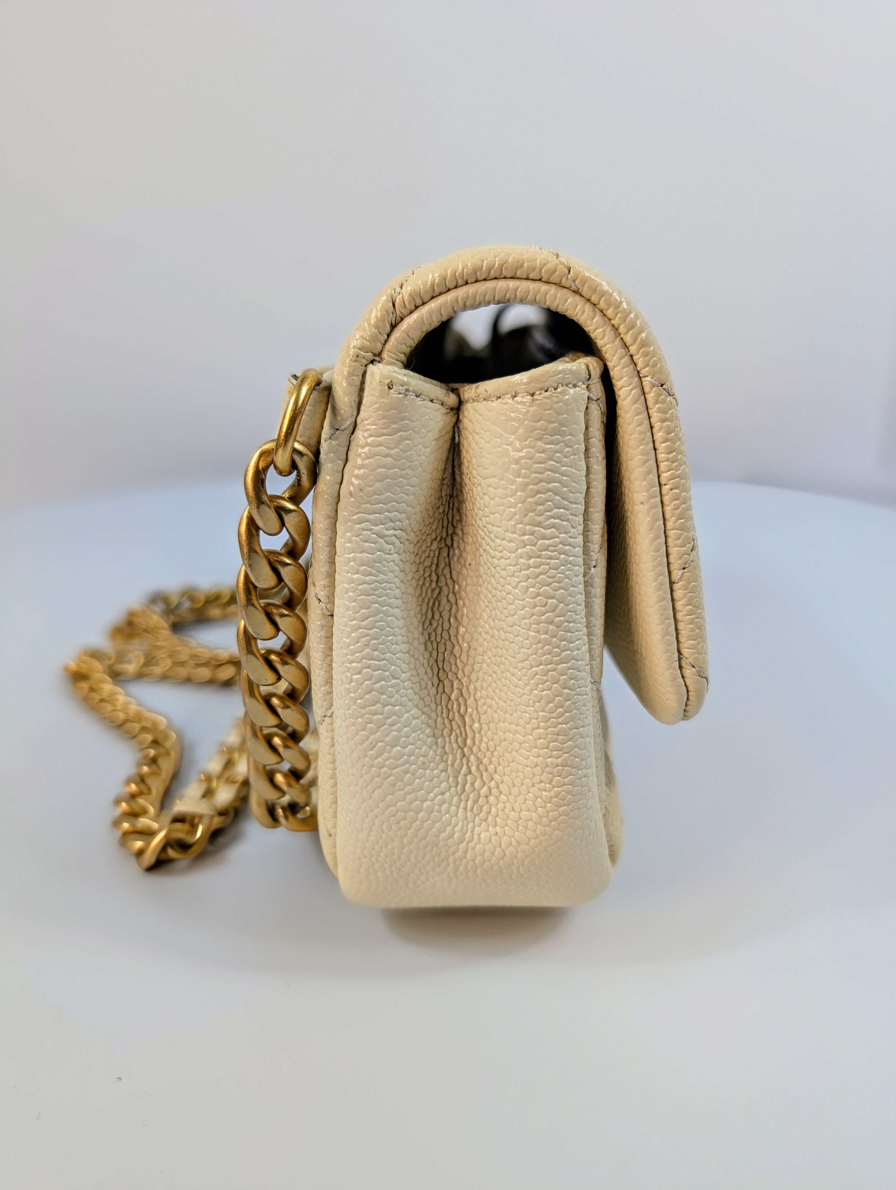 Chanel Melody Cream White Caviar Belt (or Crossbody) Bag