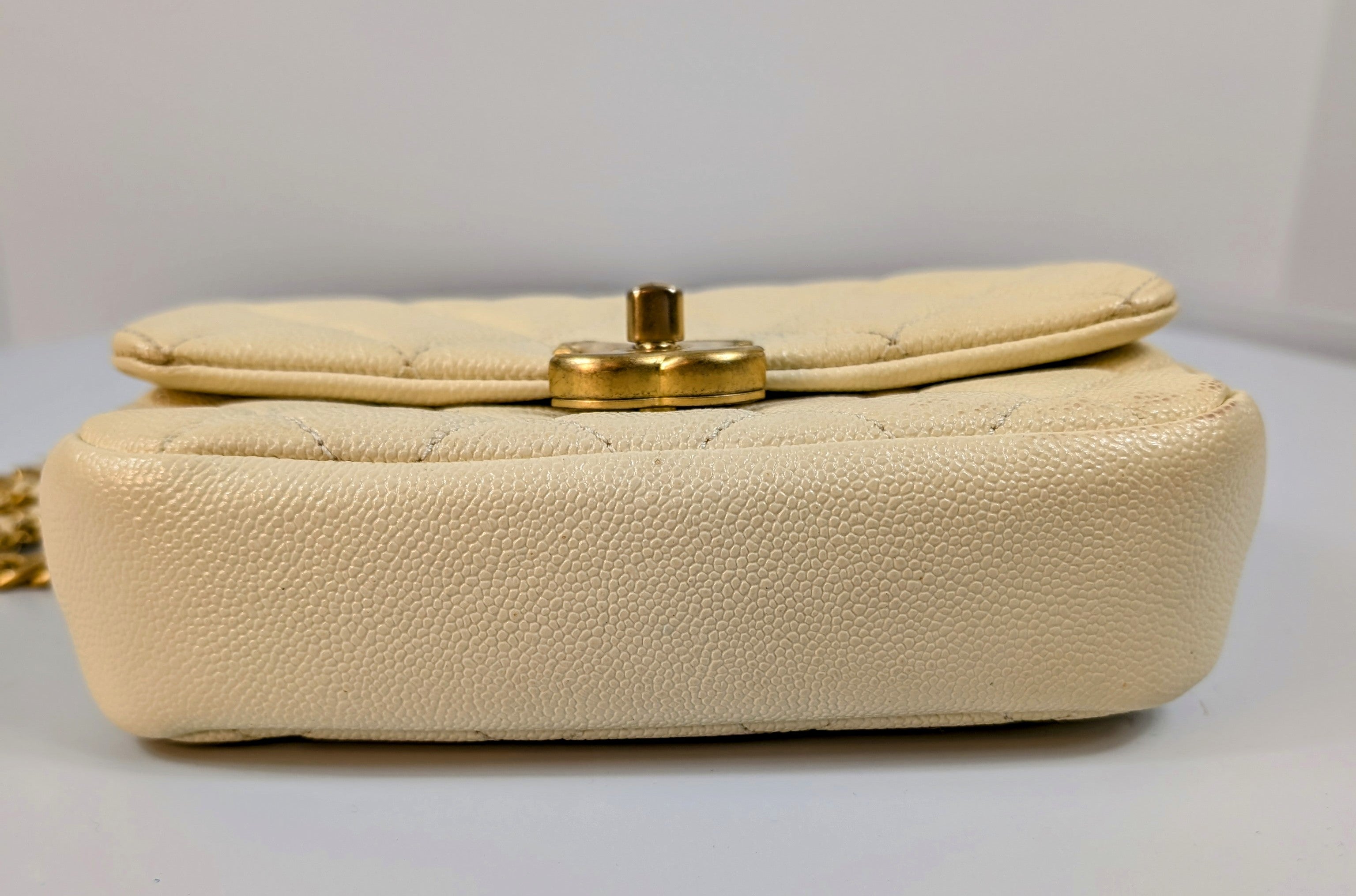 Chanel Melody Cream White Caviar Belt (or Crossbody) Bag