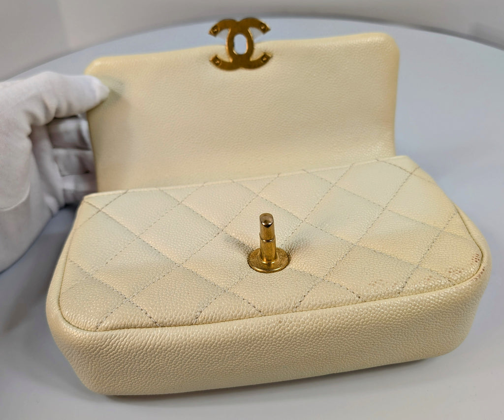 Chanel Melody Cream White Caviar Belt (or Crossbody) Bag