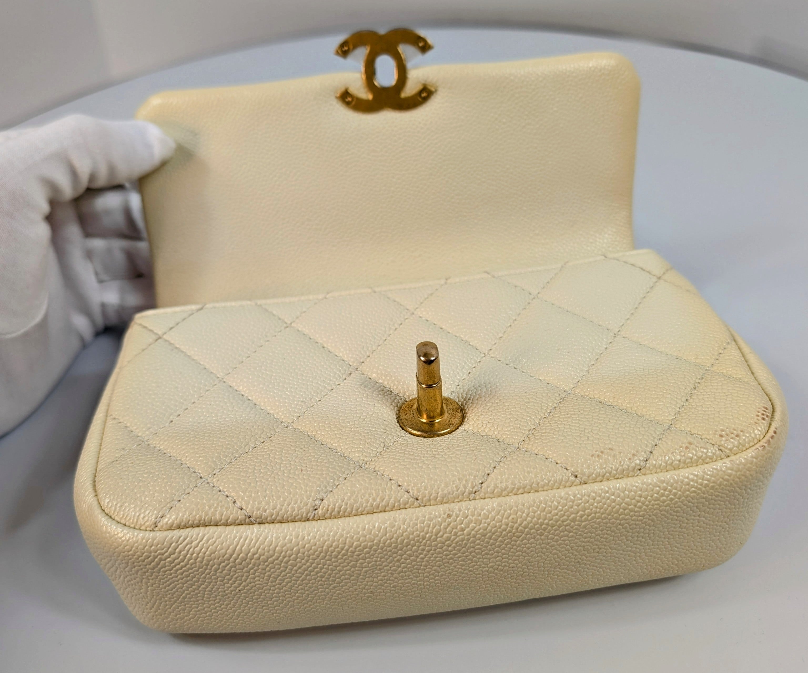 Chanel Melody Cream White Caviar Belt (or Crossbody) Bag