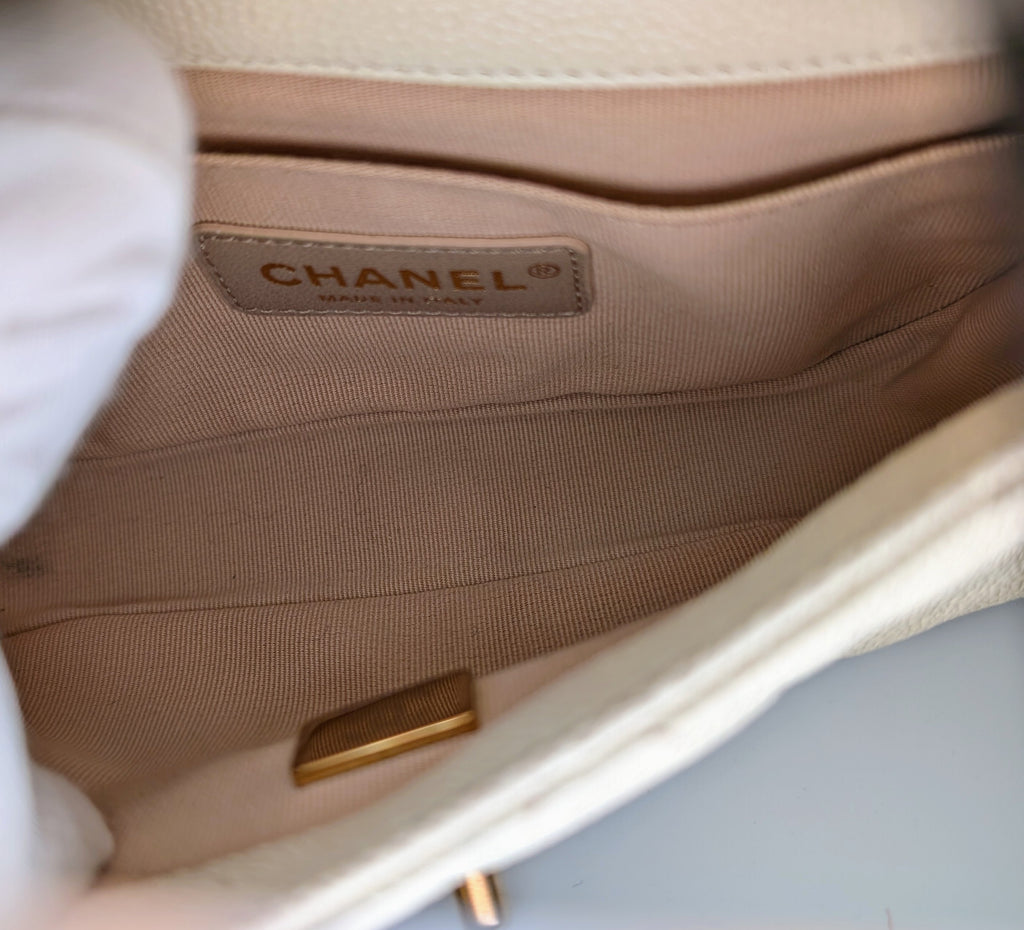 Chanel Melody Cream White Caviar Belt (or Crossbody) Bag