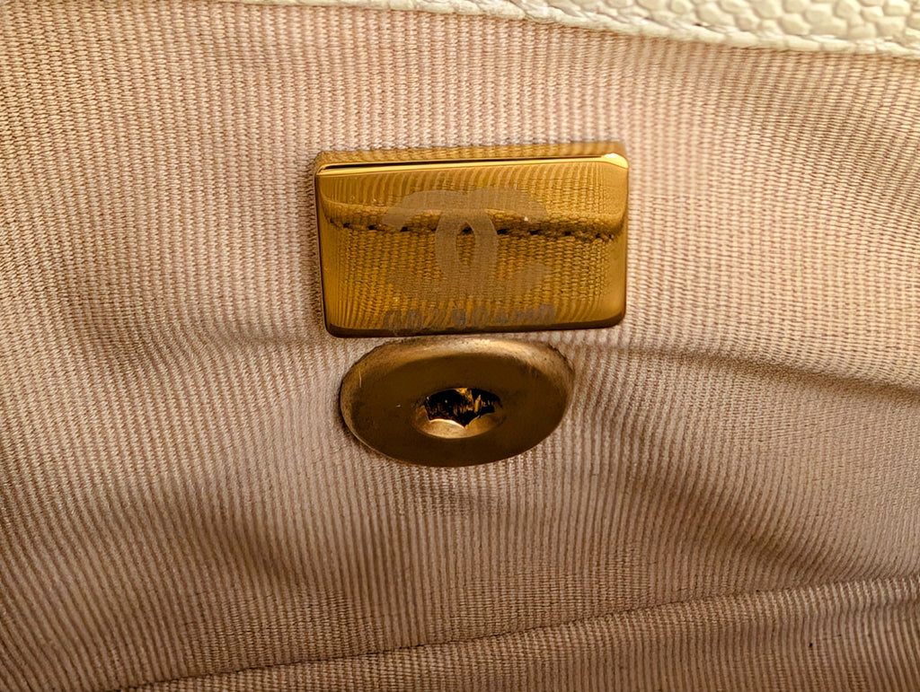Chanel Melody Cream White Caviar Belt (or Crossbody) Bag
