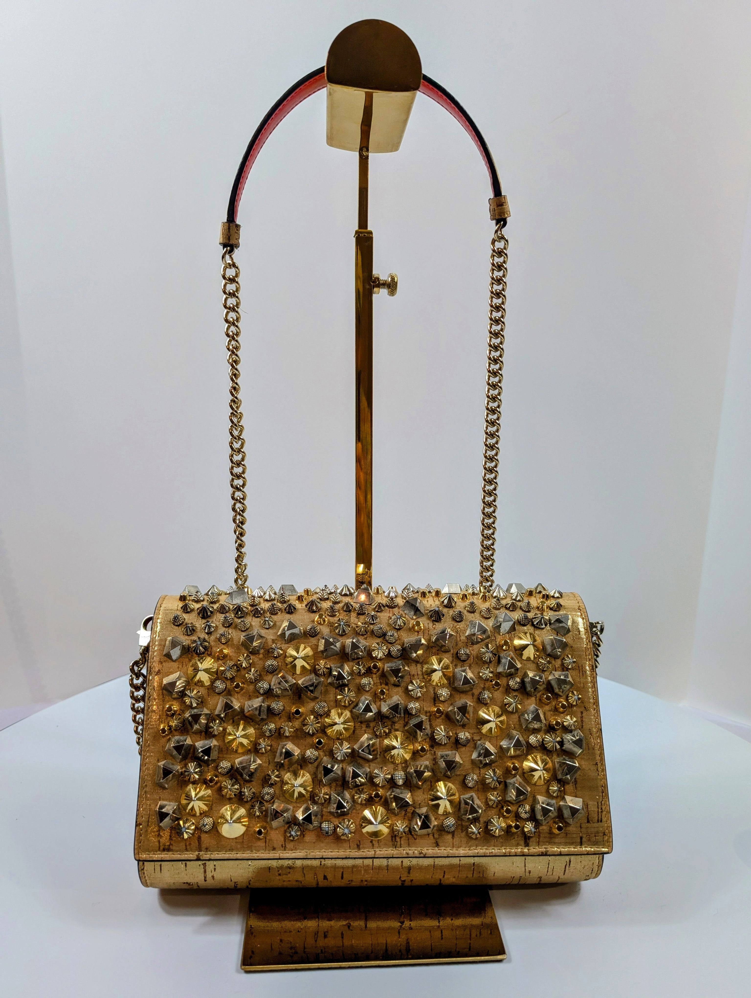 Christian Louboutin Gold "Sweet Charity" Clutch with Chain