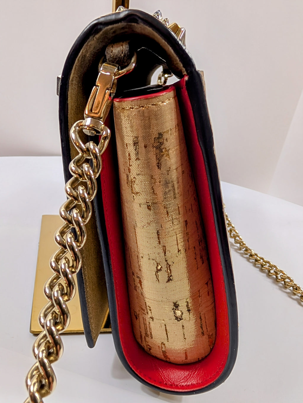 Christian Louboutin Gold "Sweet Charity" Clutch with Chain