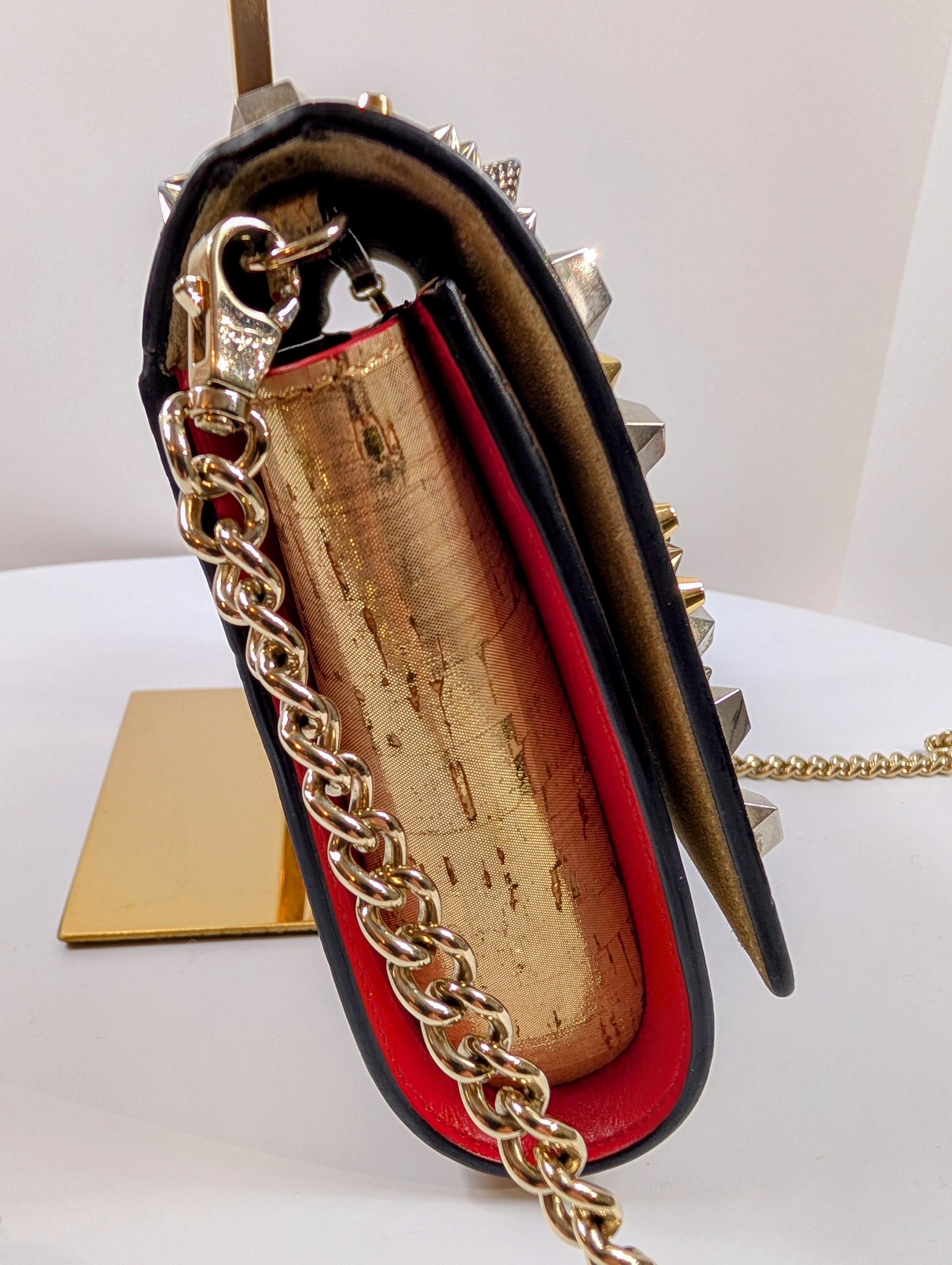 Christian Louboutin Gold "Sweet Charity" Clutch with Chain