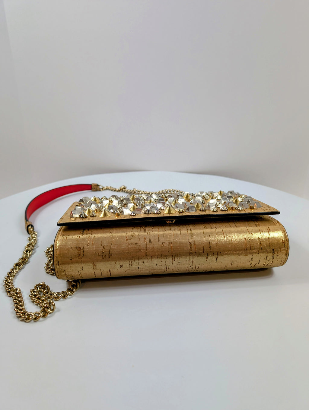 Christian Louboutin Gold "Sweet Charity" Clutch with Chain