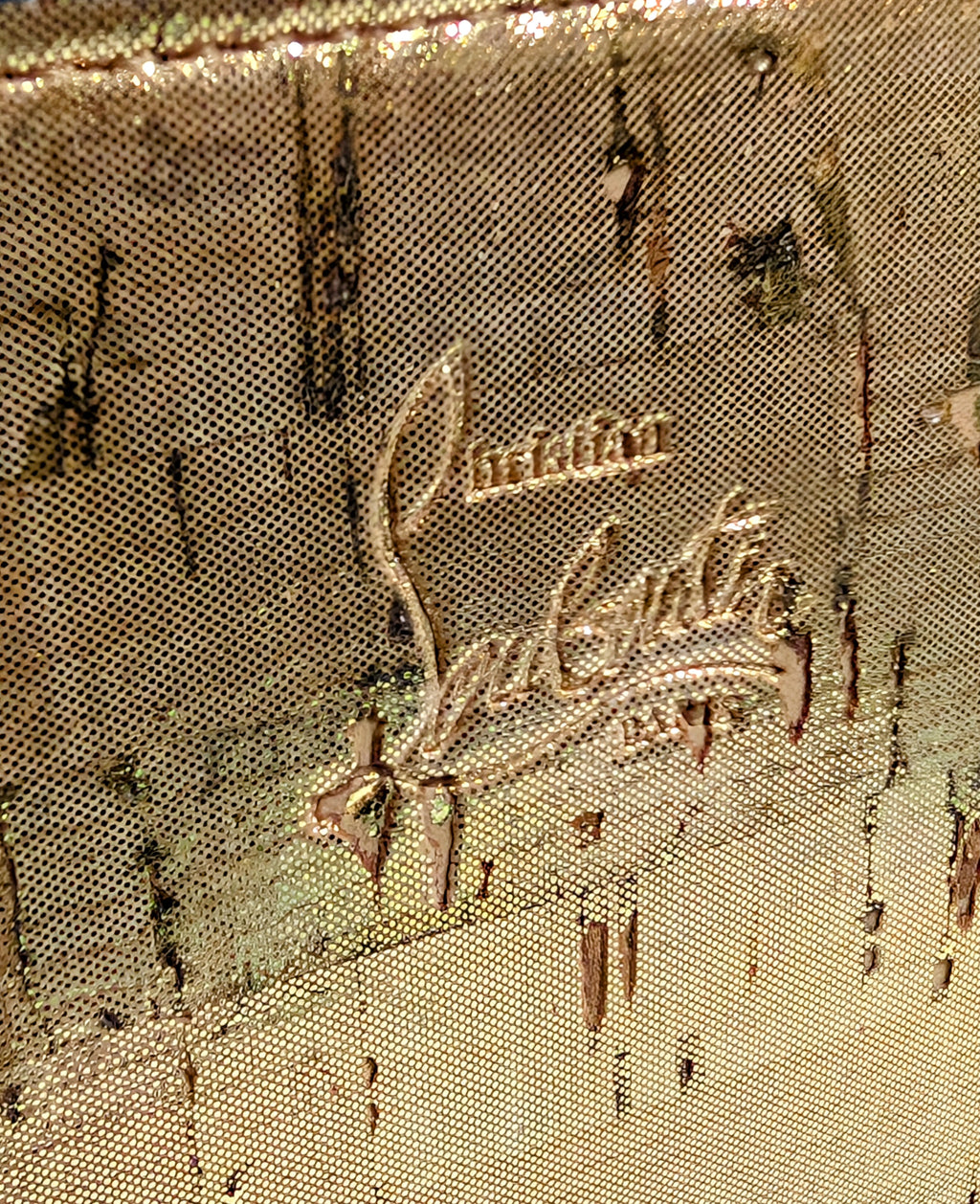 Christian Louboutin Gold "Sweet Charity" Clutch with Chain