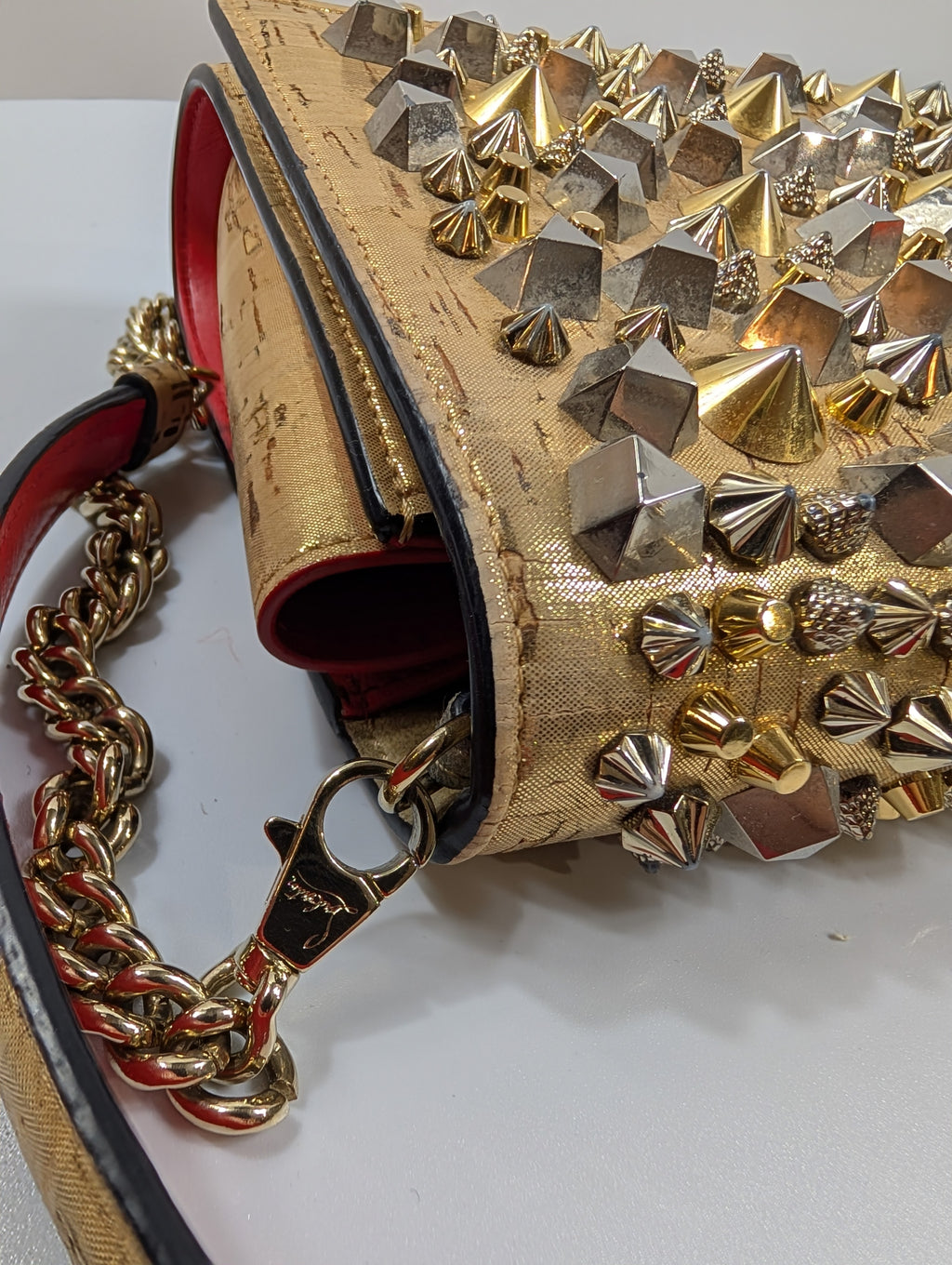 Christian Louboutin Gold "Sweet Charity" Clutch with Chain