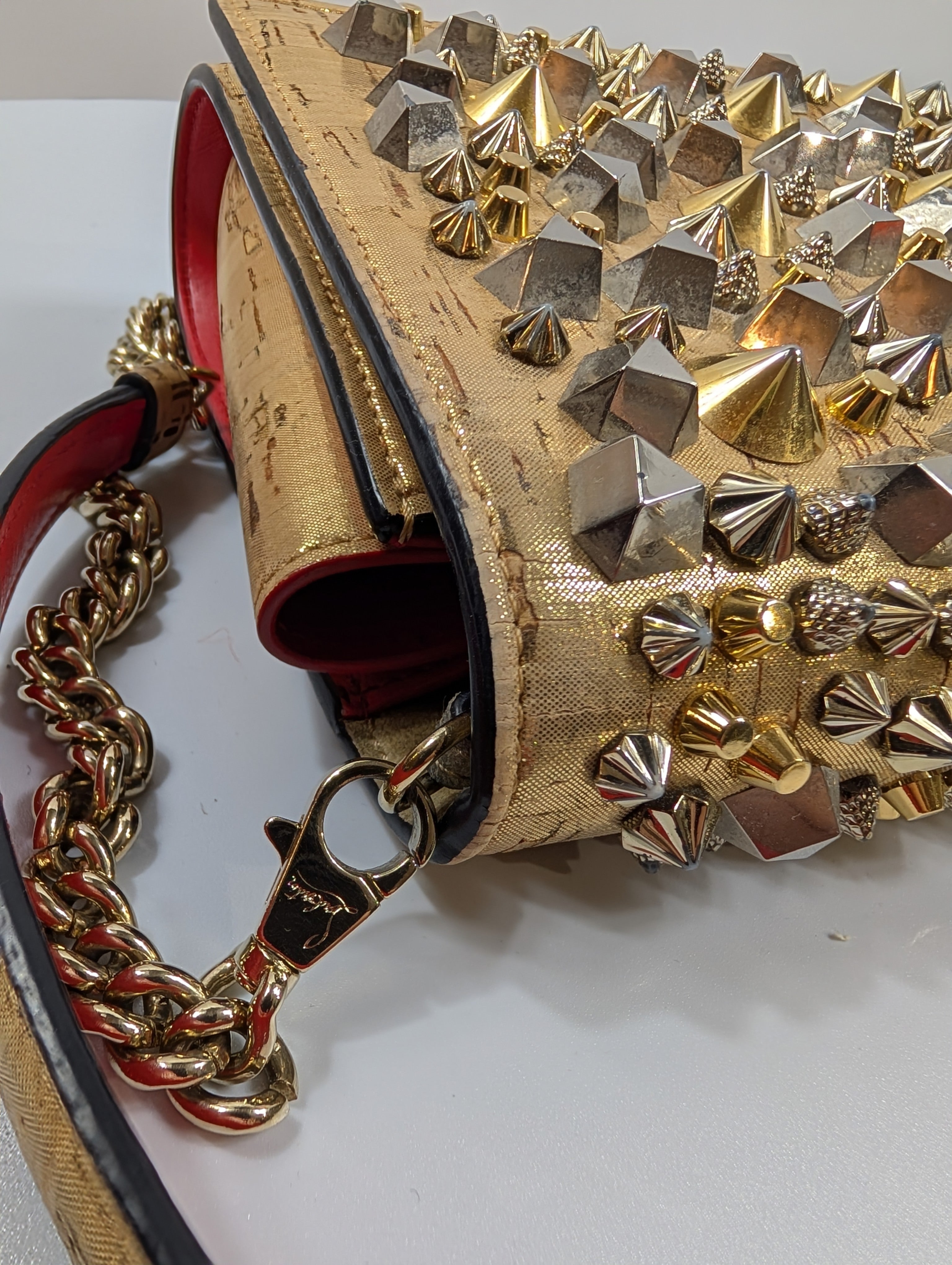 Christian Louboutin Gold "Sweet Charity" Clutch with Chain
