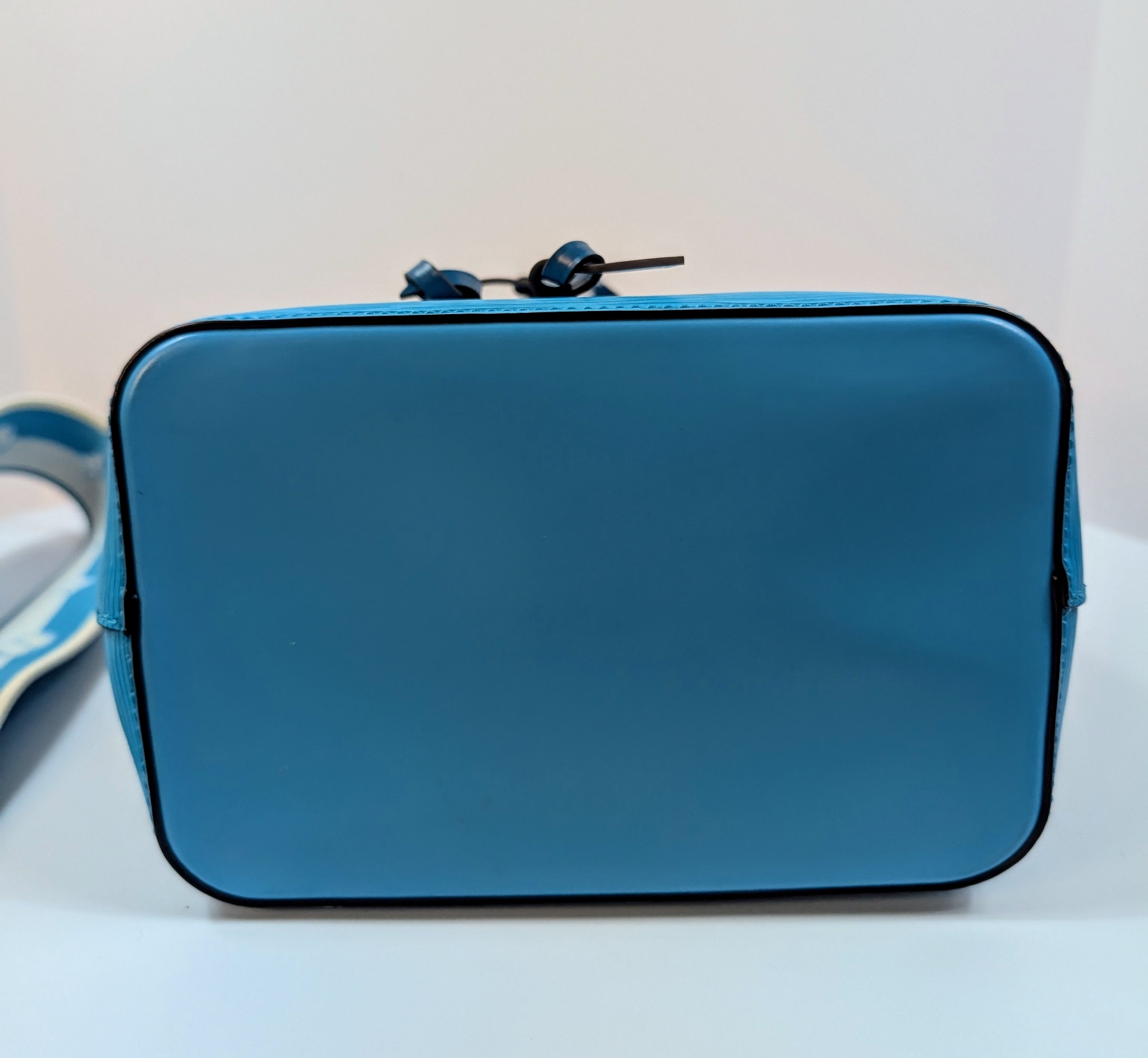 Louis Vuitton Noé BB Bag in Aqua Epi Leather with LV Strap and Charm