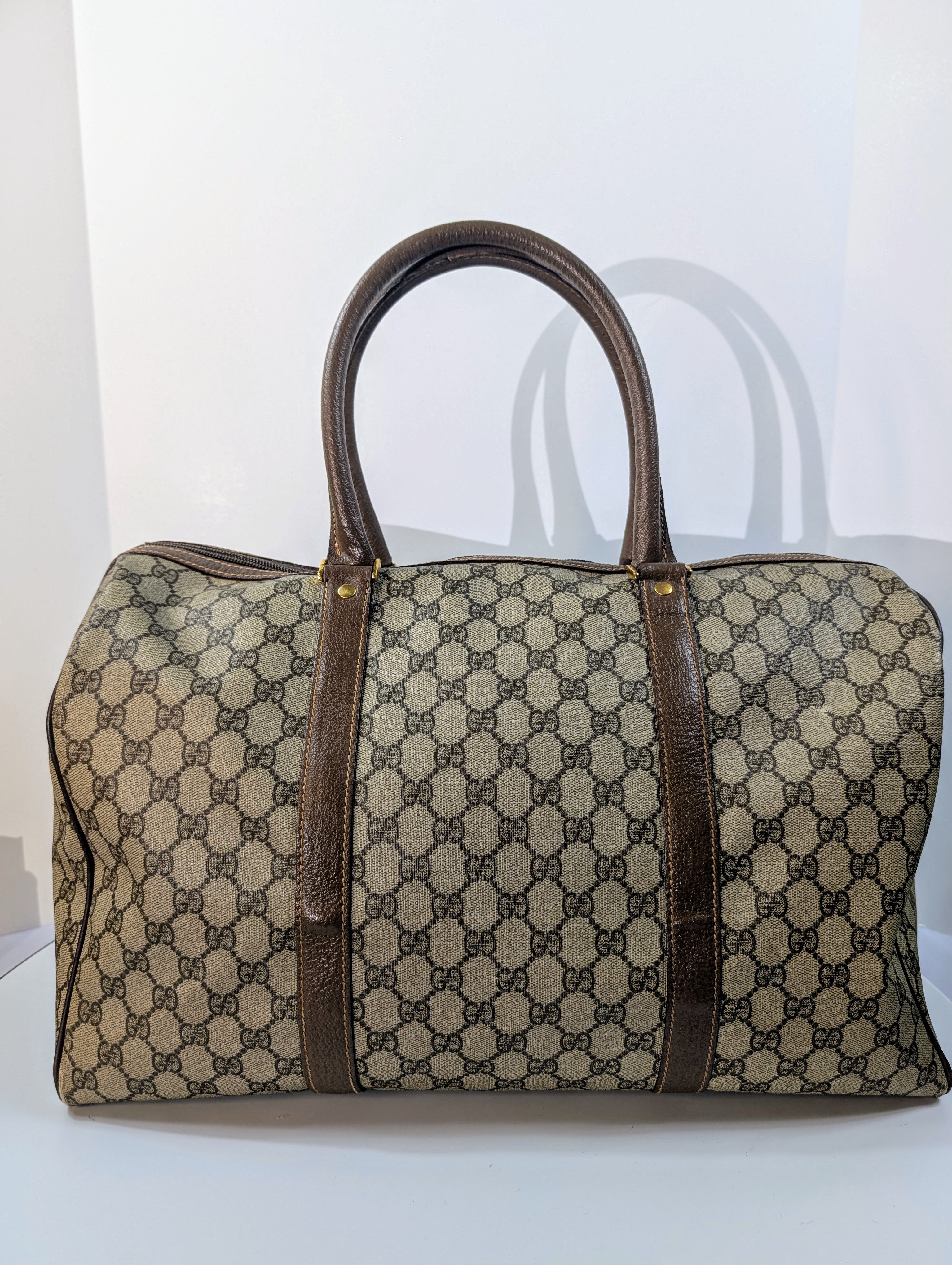 Gucci Vintage Boston Bag in GG Supreme Coated Canvas