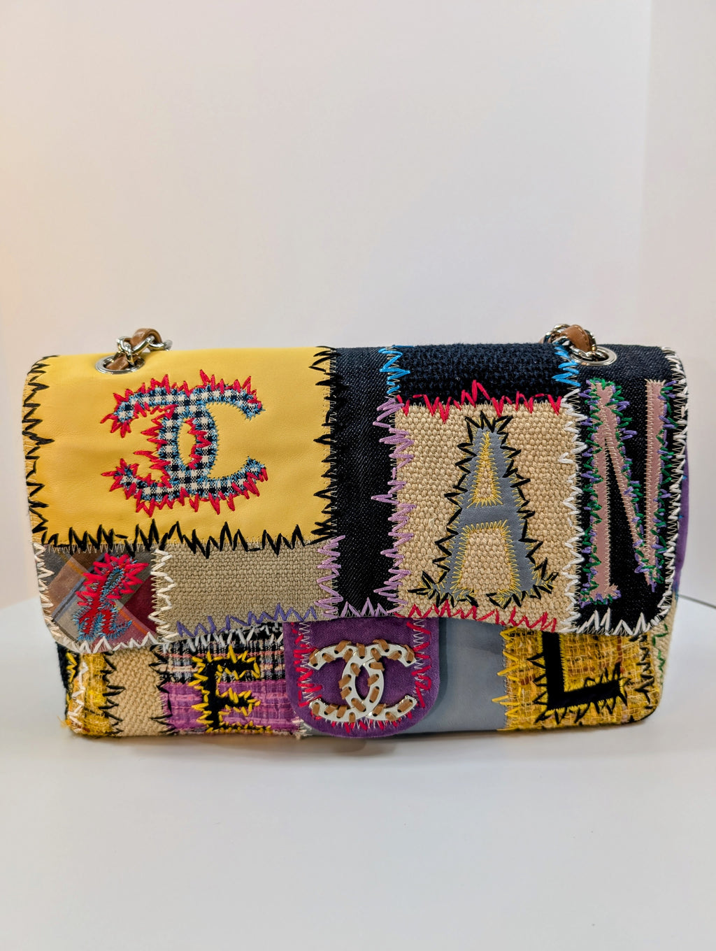 Chanel Unique 2011 Runway Jumbo Rainbow Patchwork Bag