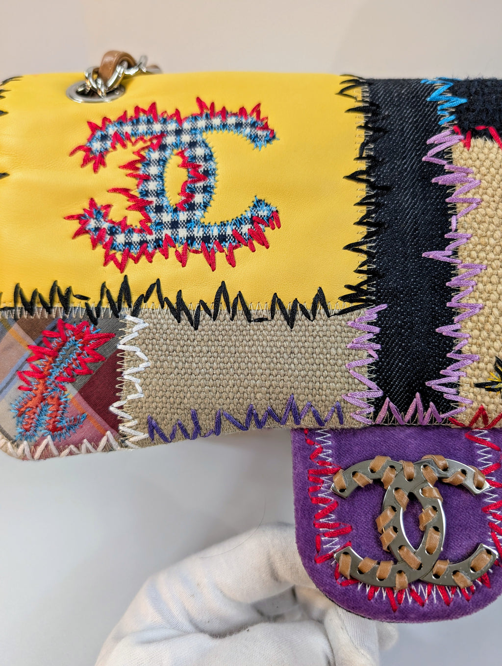 Chanel Unique 2011 Runway Jumbo Rainbow Patchwork Bag