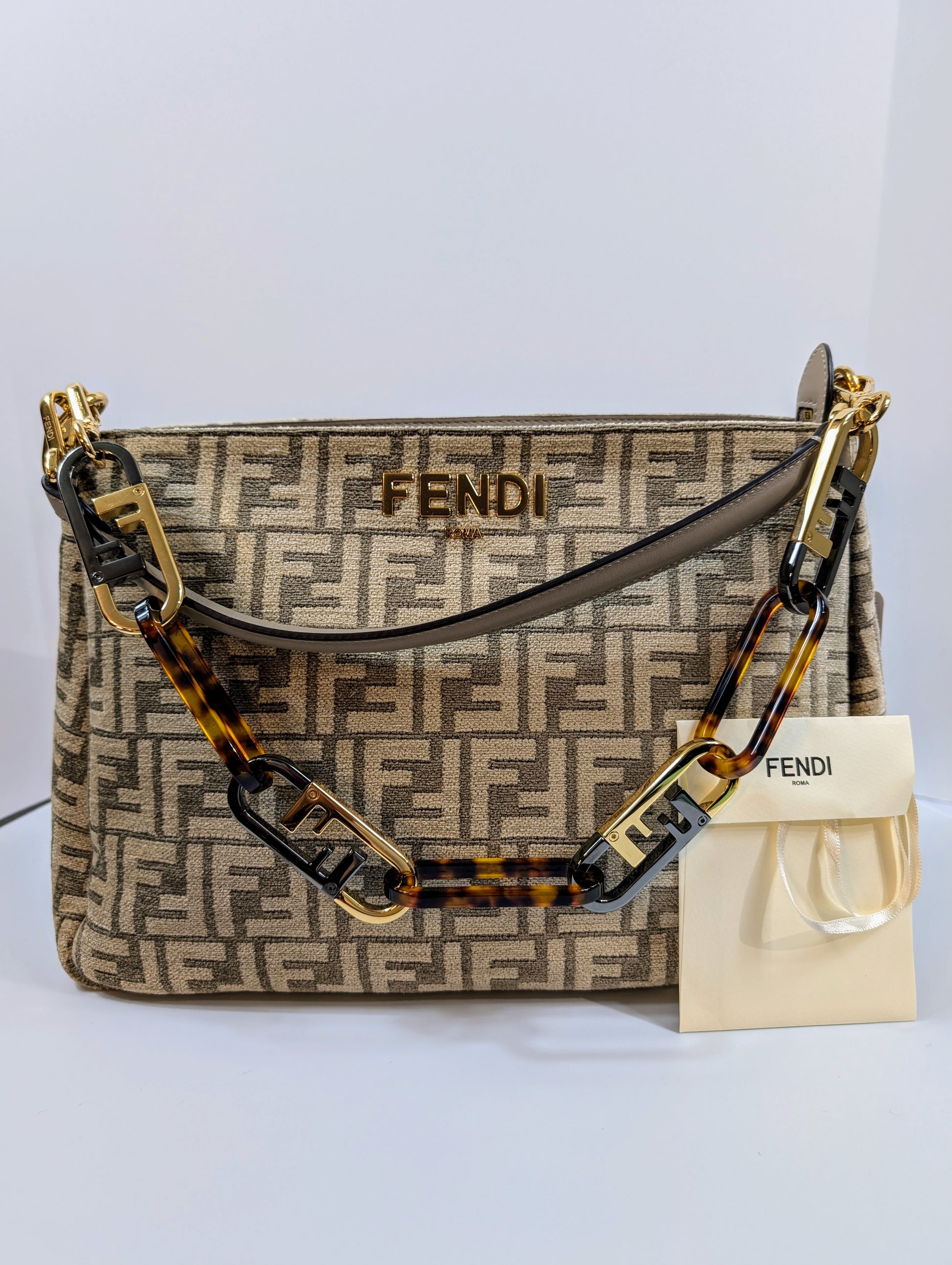 Fendi O’Clock ZipShoulder Bag Zucca Chenille