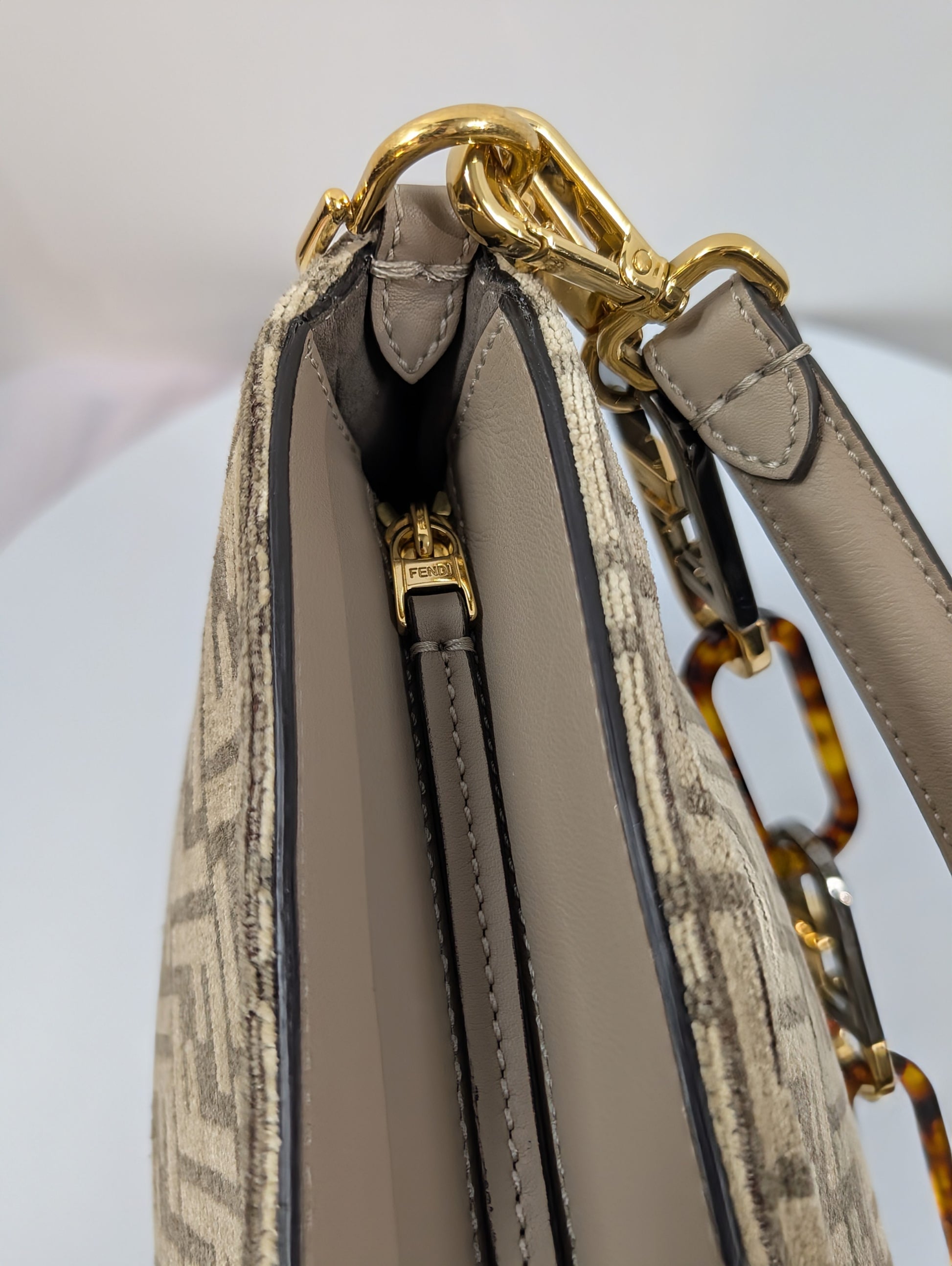 Fendi O’Clock ZipShoulder Bag Zucca Chenille