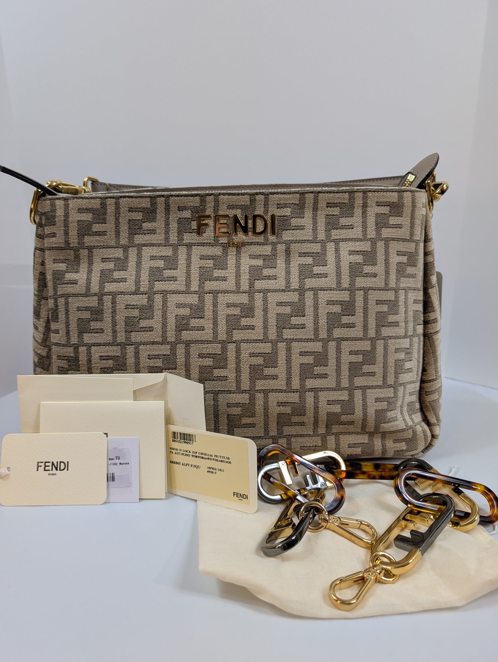 Fendi O’Clock ZipShoulder Bag Zucca Chenille