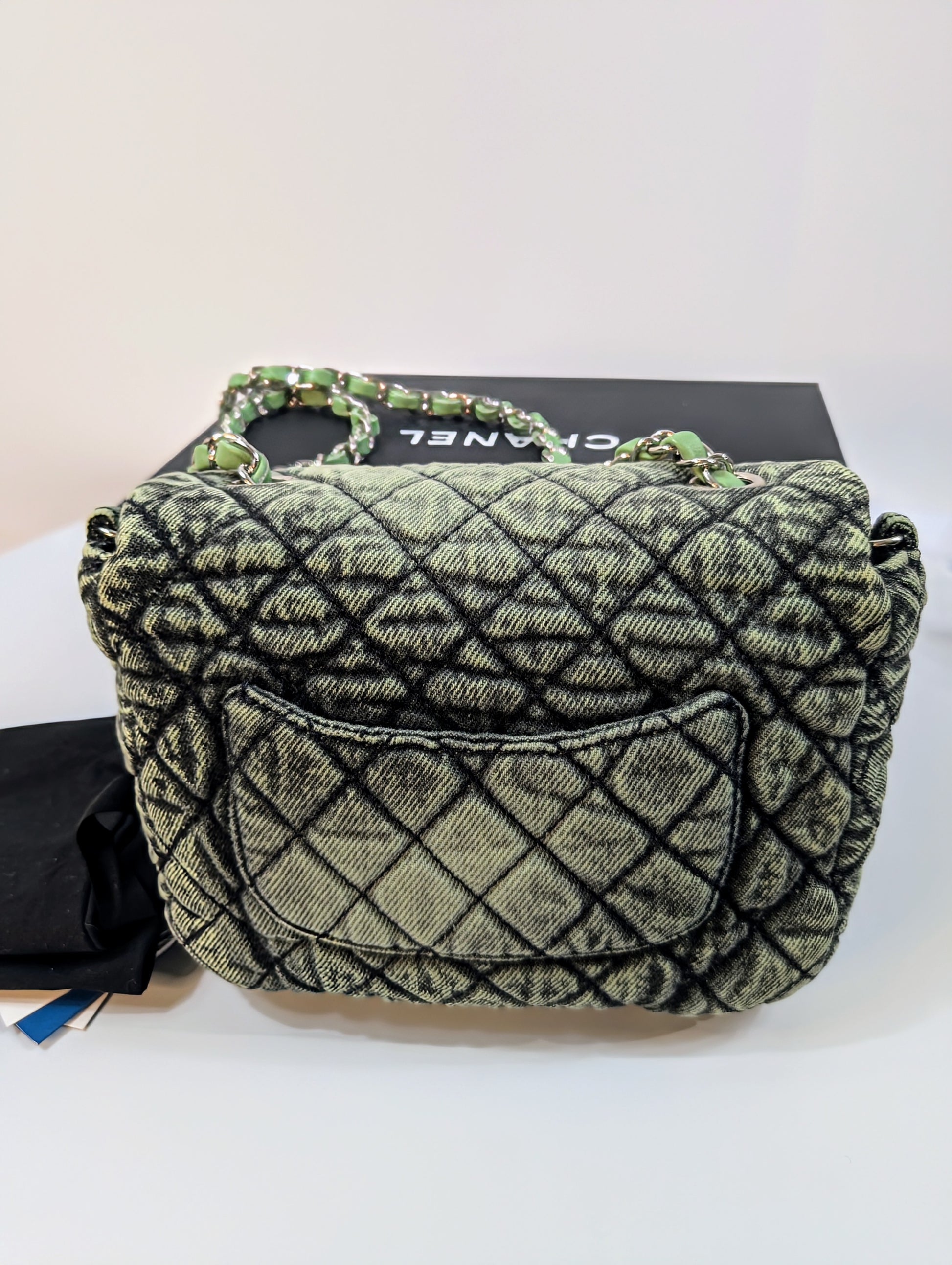 Chanel Mint Green Acid-Washed Denim Mini Flap Bag