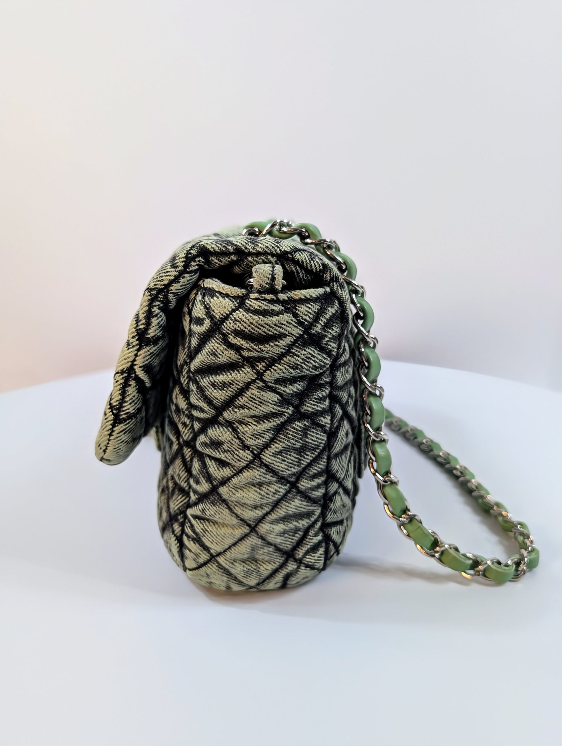 Chanel Mint Green Acid-Washed Denim Mini Flap Bag