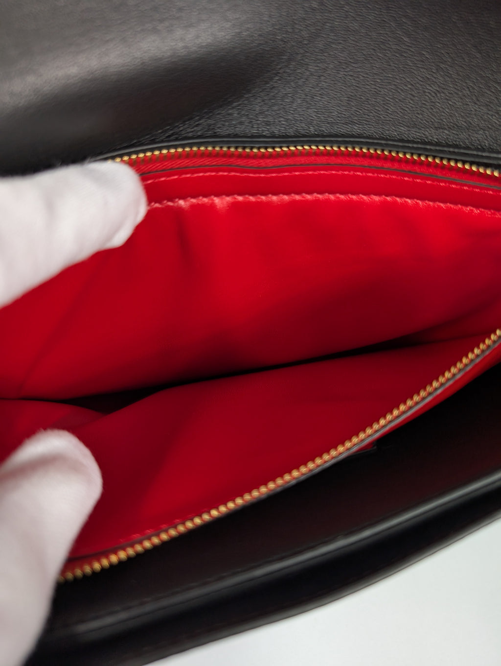 Valentino Garavani V-Ring Double-Flap Red, Black and Burgundy Leather Bag