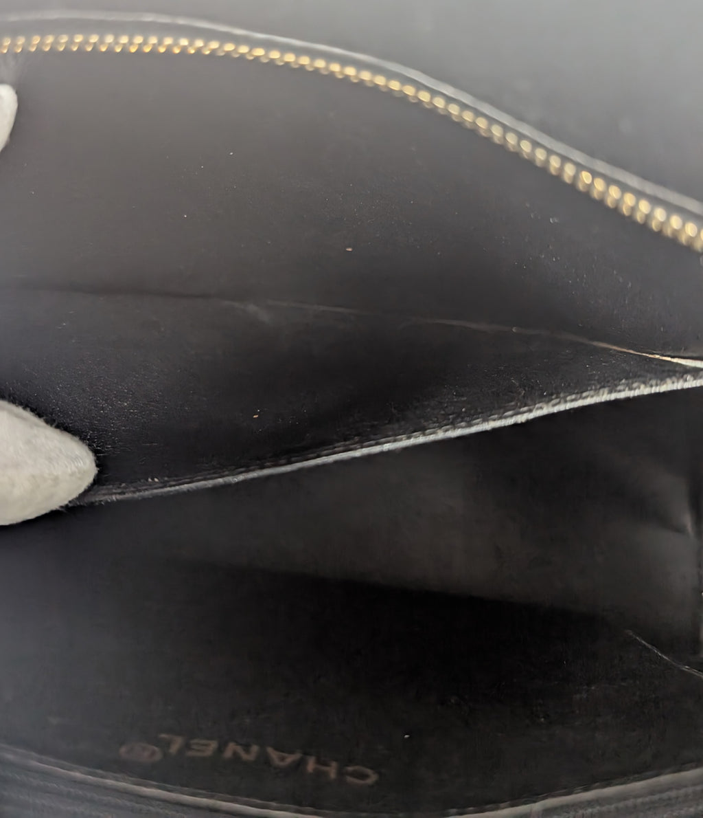 Chanel Vintage Black Quilted Caviar Medallion Tote Bag