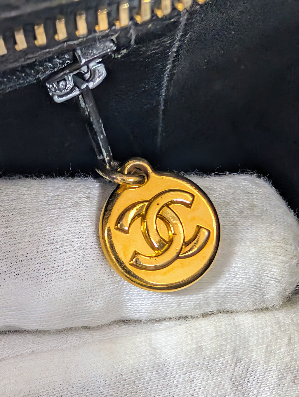 Chanel Vintage Black Quilted Caviar Medallion Tote Bag