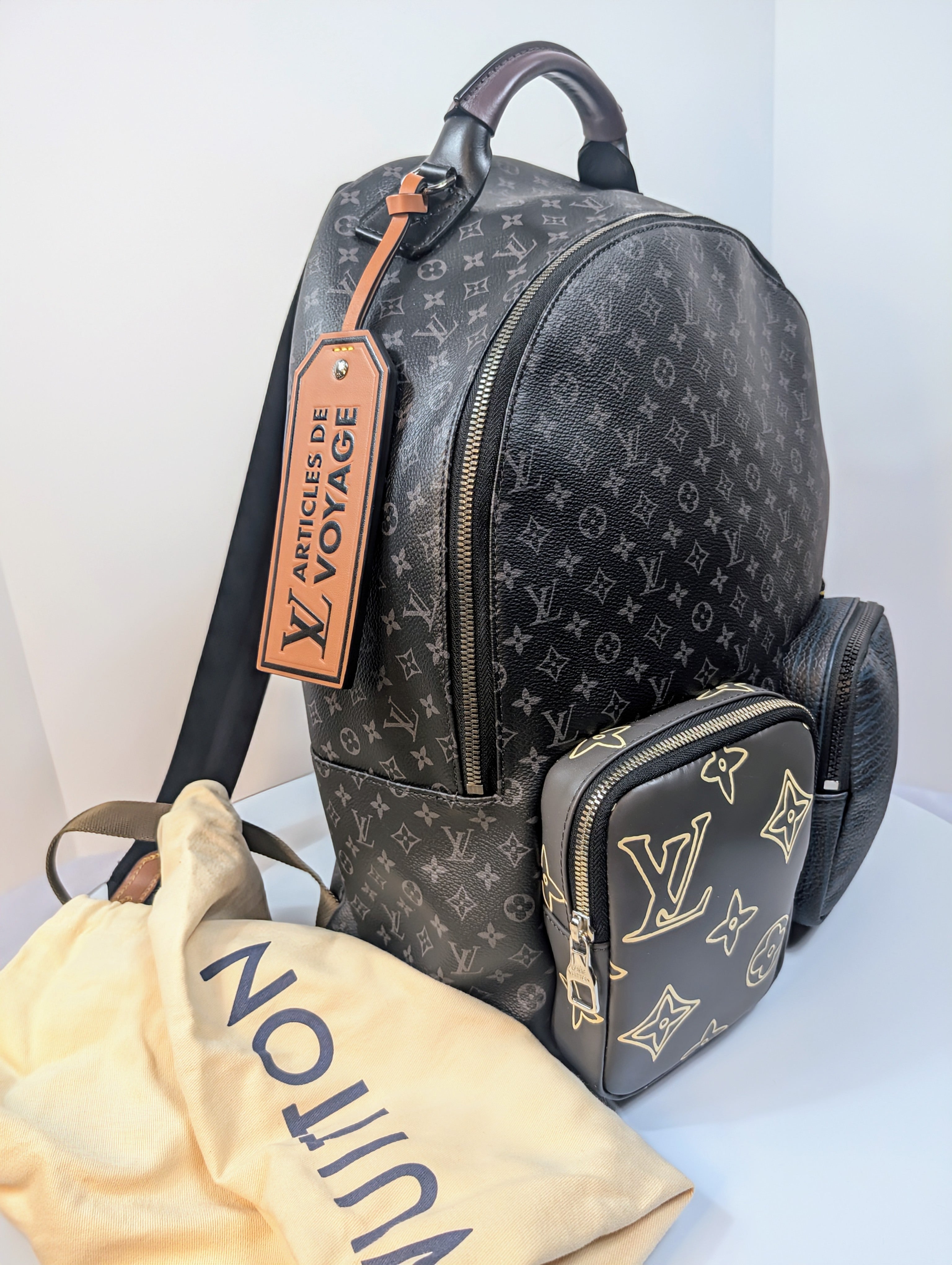 Louis Vuitton Black and Grey Monogram Eclipse Reverse Josh Backpack