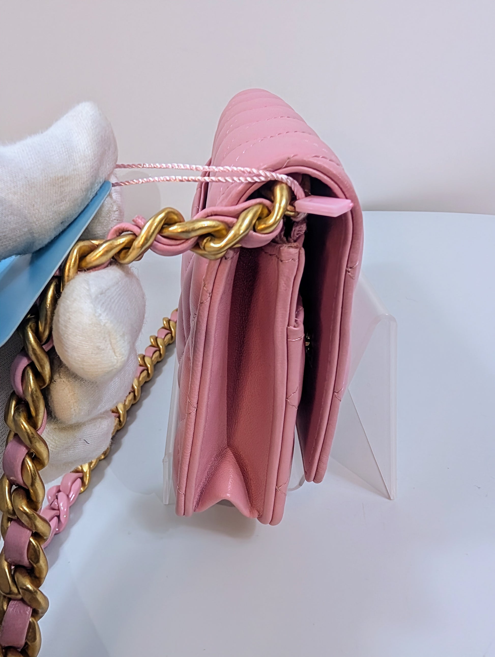 Chanel Classic Pink Wallet on Chain (WOC) Quilted Lambskin with Tonal Chain
