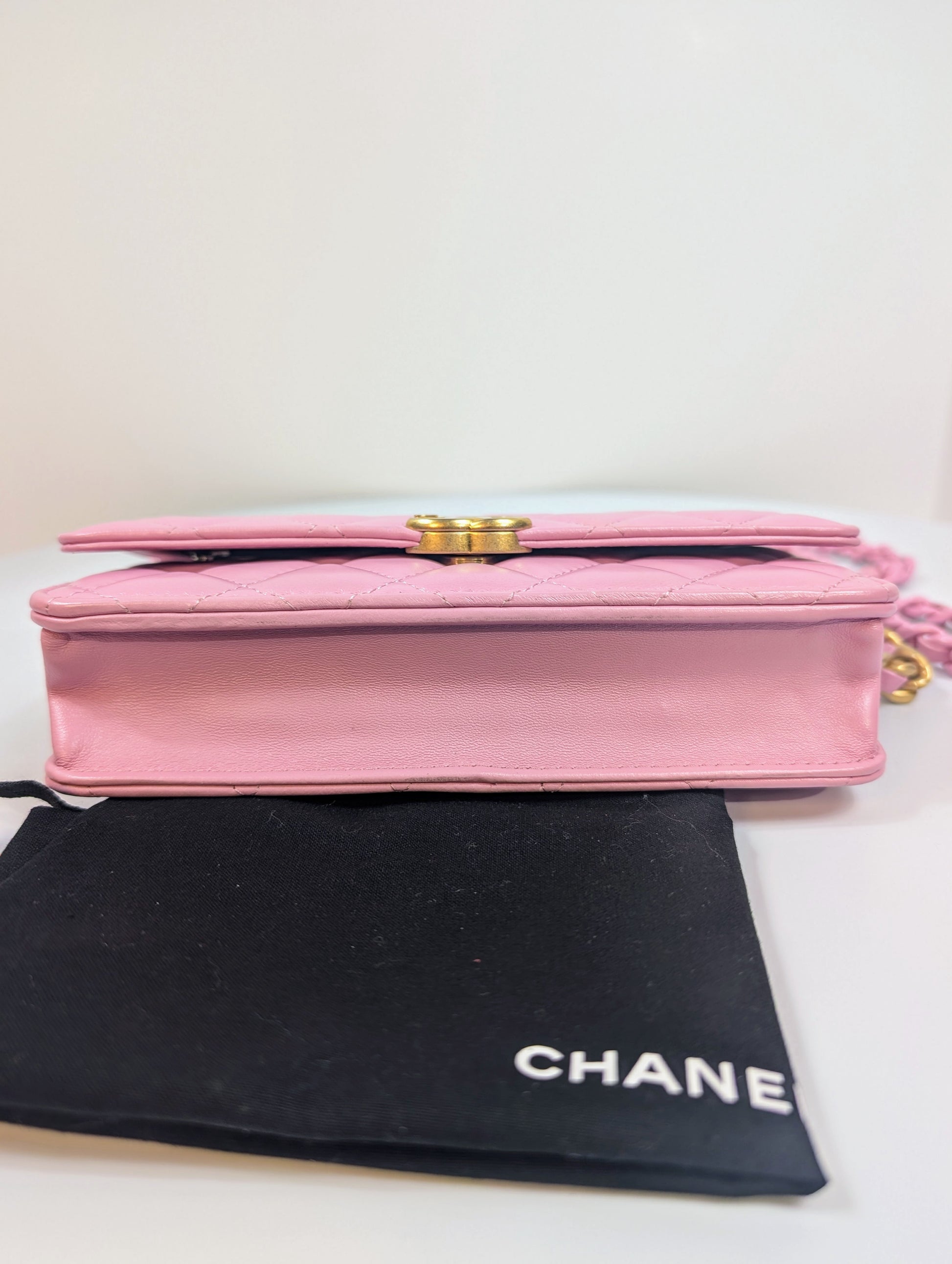 Chanel Classic Pink Wallet on Chain (WOC) Quilted Lambskin with Tonal Chain