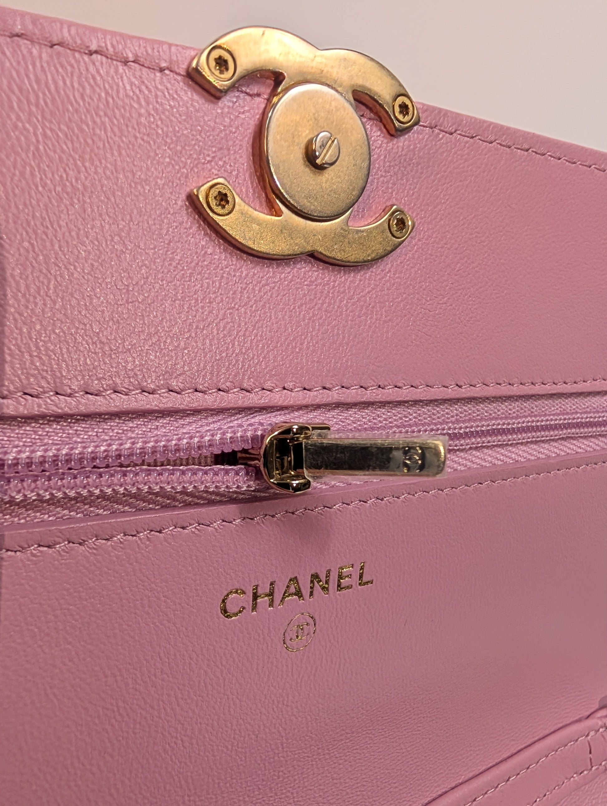 Chanel Classic Pink Wallet on Chain (WOC) Quilted Lambskin with Tonal Chain
