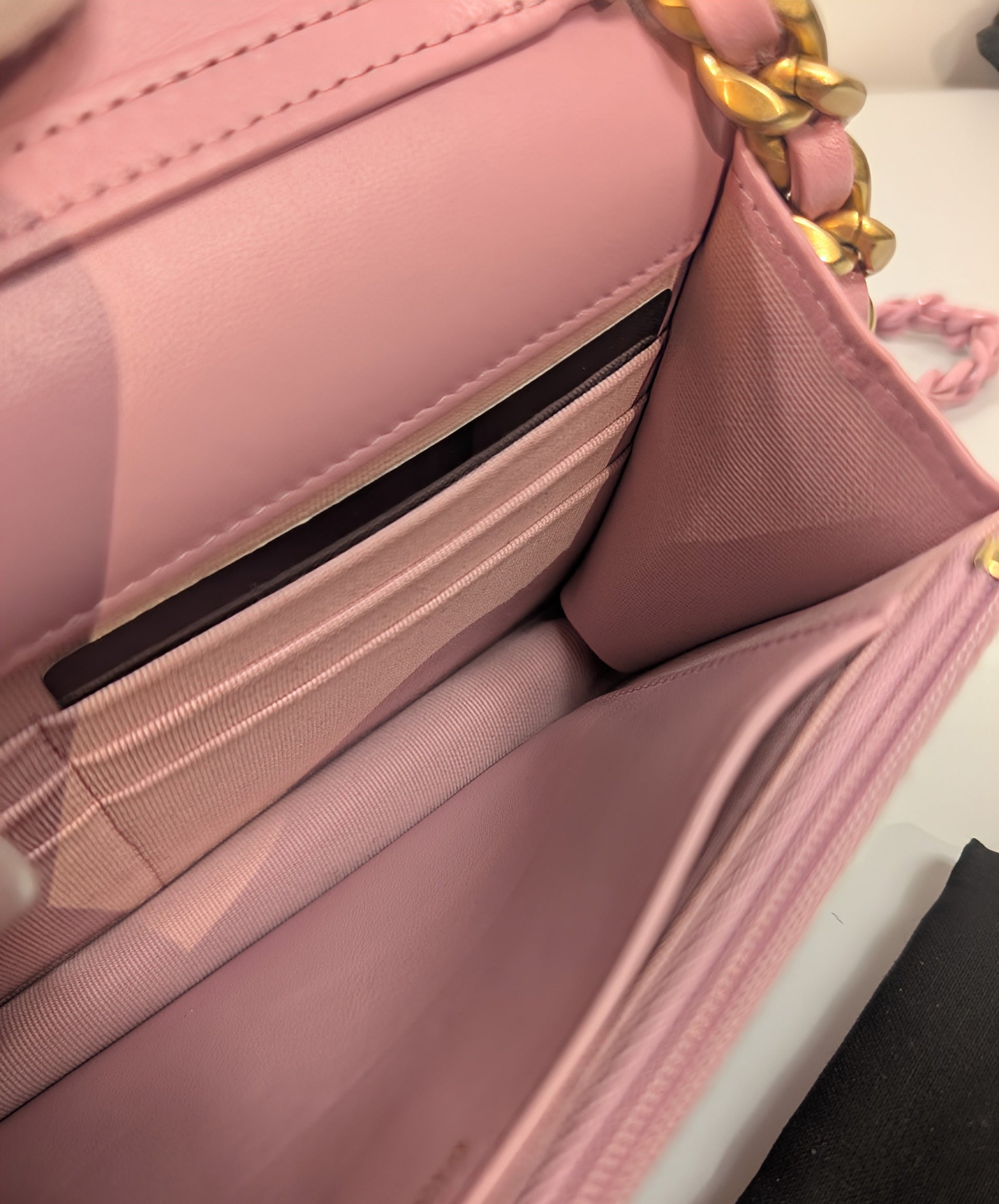 Chanel Classic Pink Wallet on Chain (WOC) Quilted Lambskin with Tonal Chain