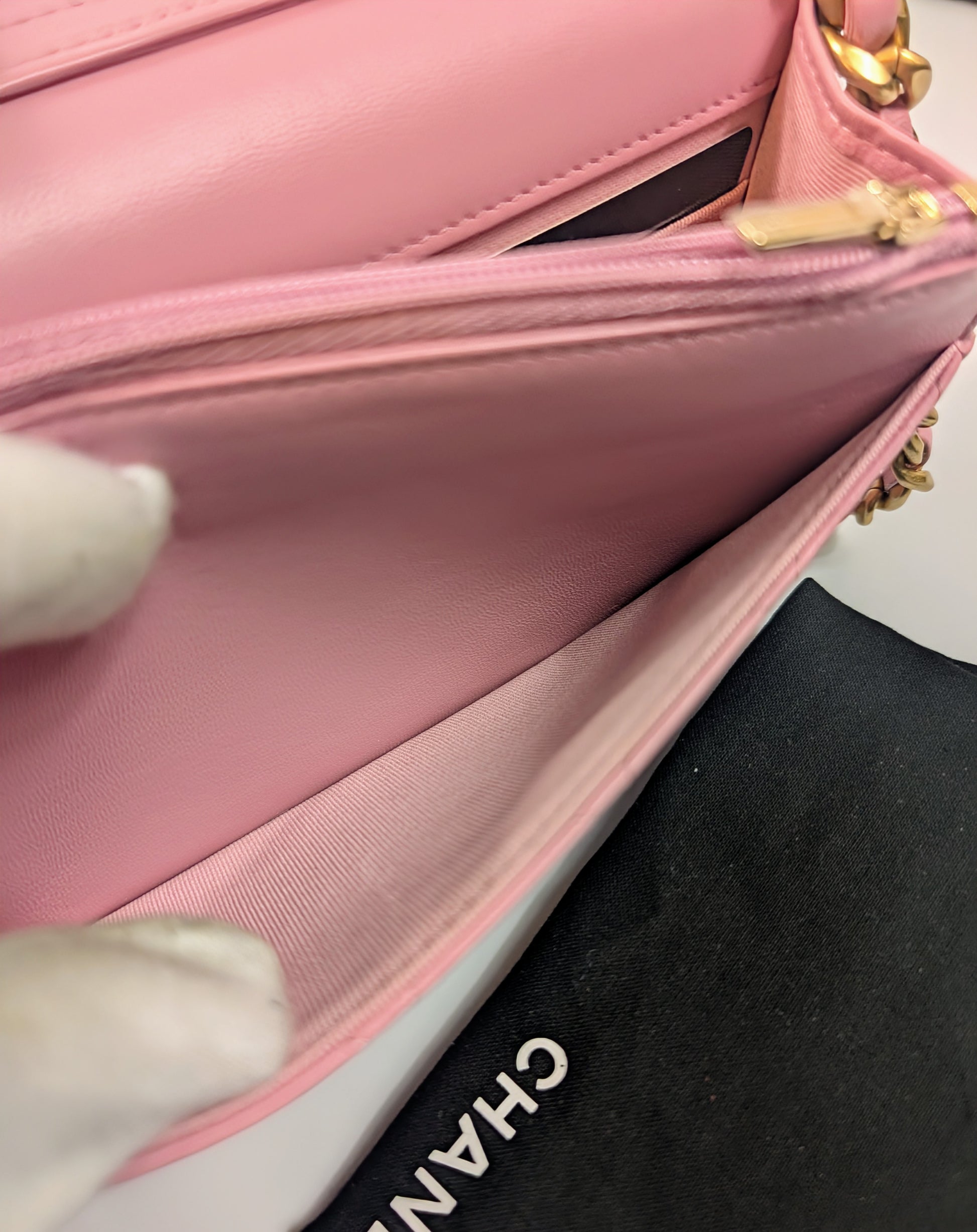 Chanel Classic Pink Wallet on Chain (WOC) Quilted Lambskin with Tonal Chain