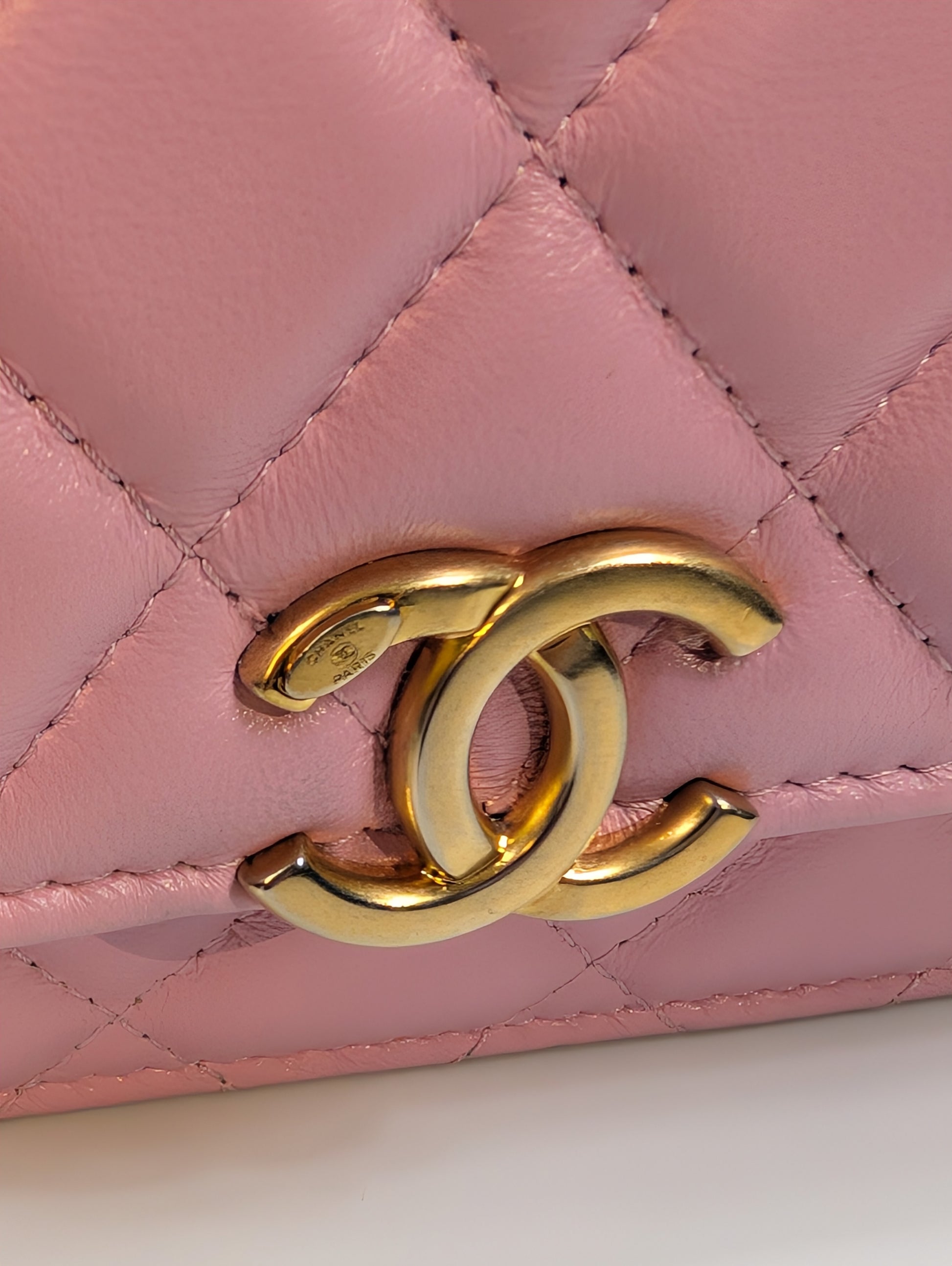 Chanel Classic Pink Wallet on Chain (WOC) Quilted Lambskin with Tonal Chain