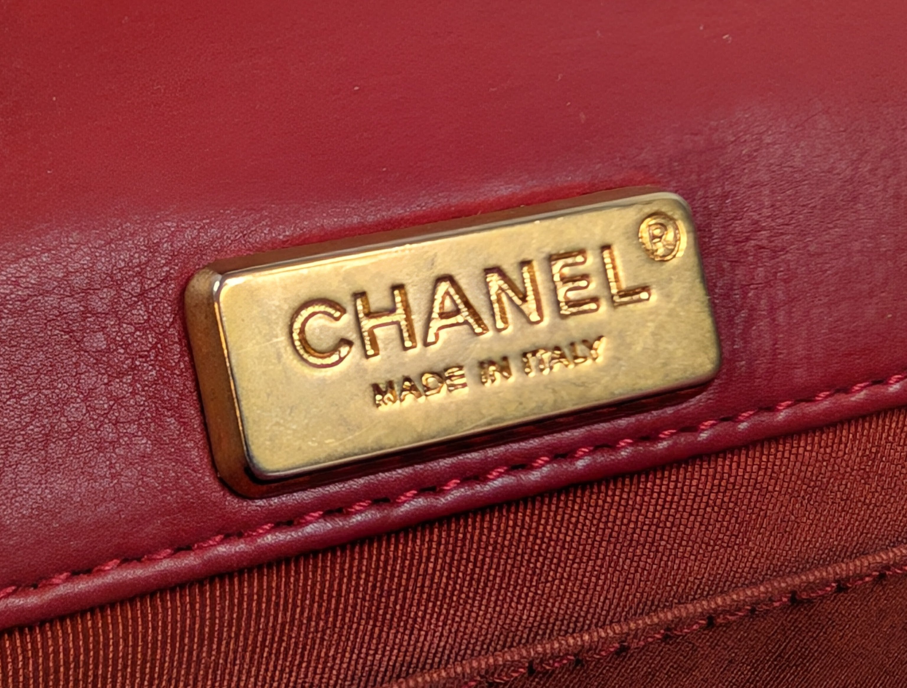 Chanel Rare Red V-Stitch Quilted Box Bag with Gold Hardware