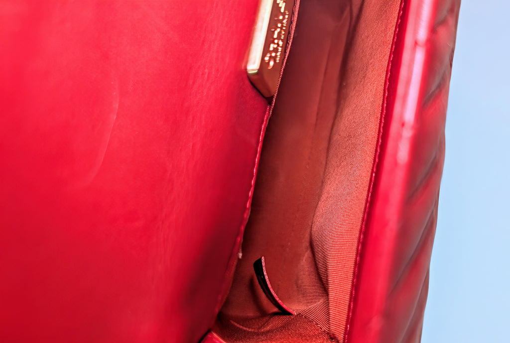 Chanel Rare Red V-Stitch Quilted Box Bag with Gold Hardware