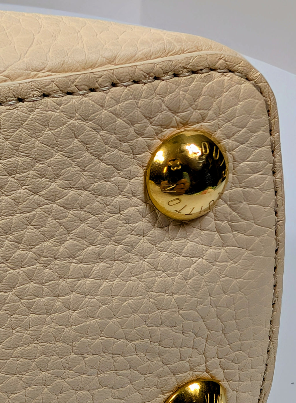 Louis Vuitton Rare Pink and Cream Capucines BB in Grained Taurillon Leather