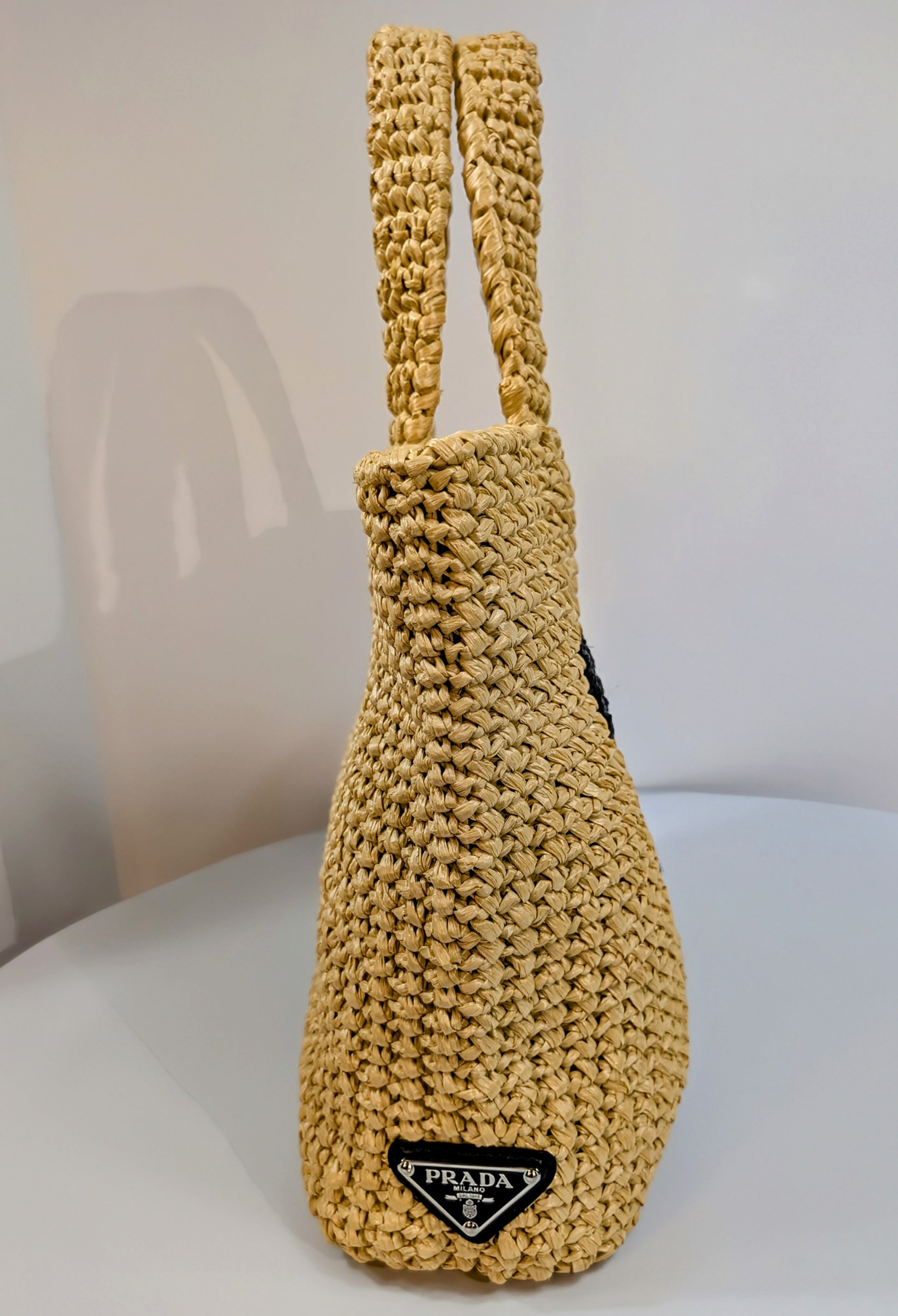 Prada Natural/Beige Small Woven Raffia Tote