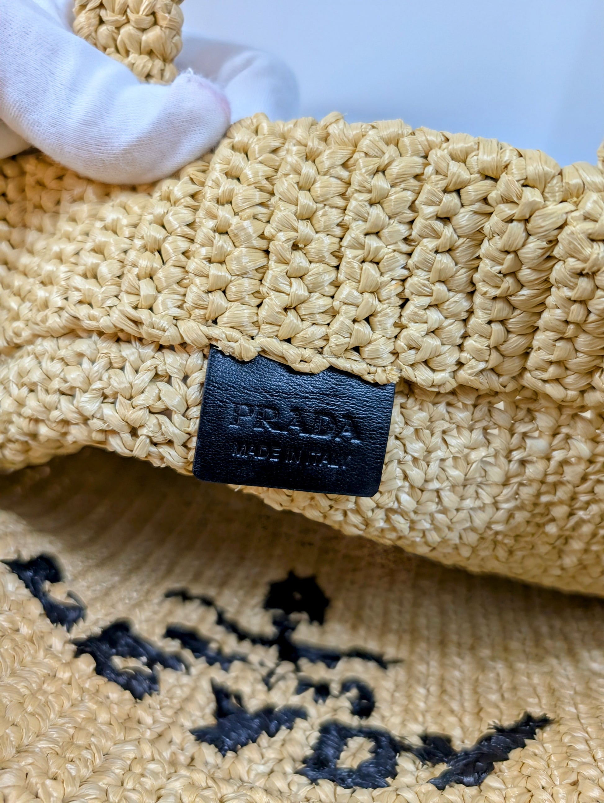 Prada Natural/Beige Small Woven Raffia Tote