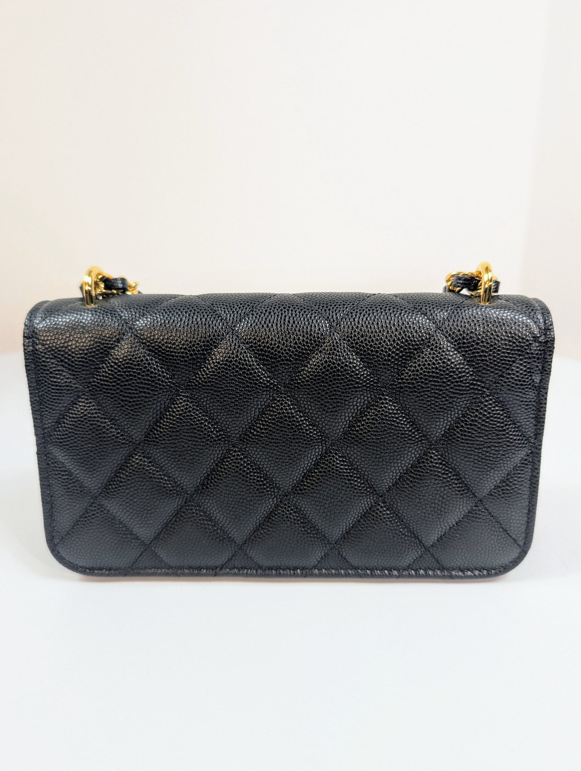 Chanel Black Caviar Leather Extra Mini Rectangular Wallet on Chain