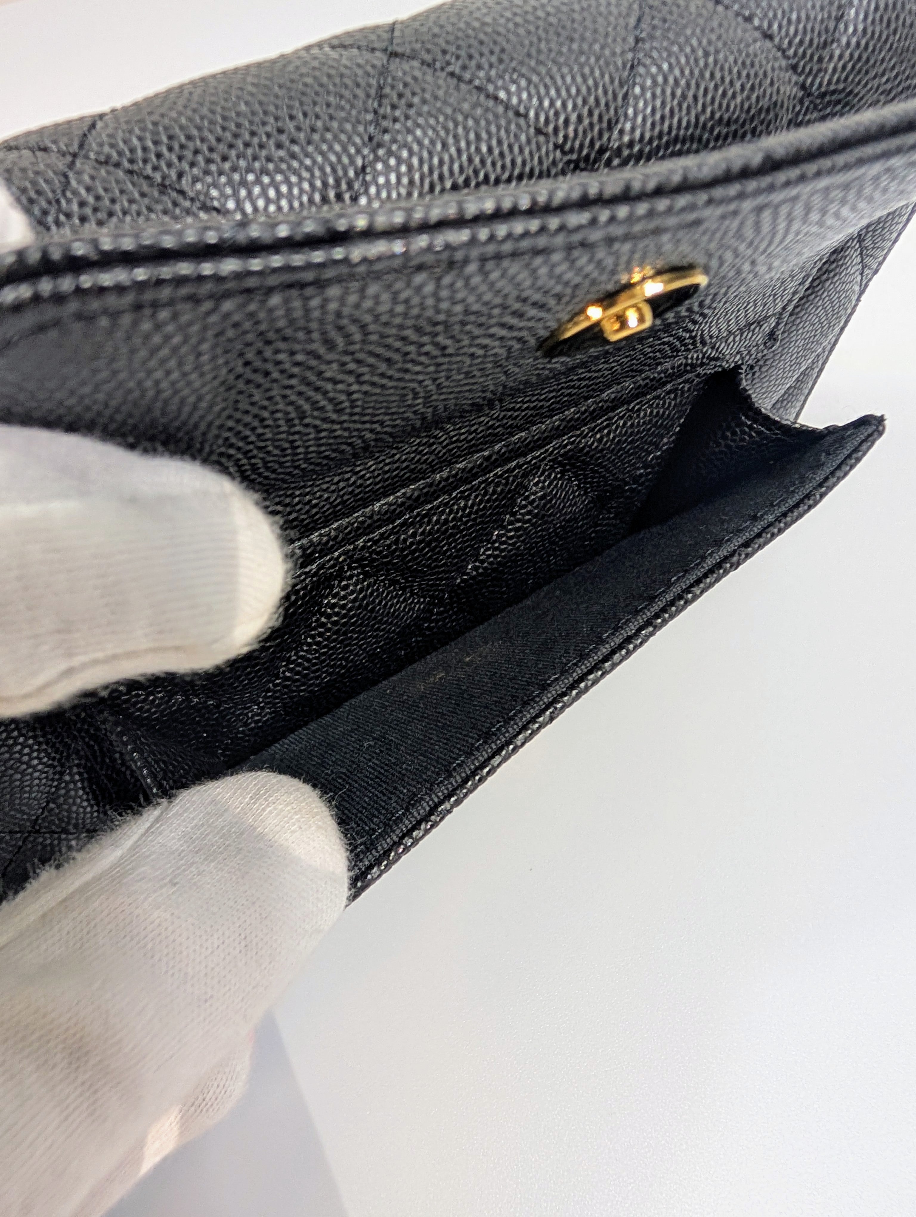 Chanel Black Caviar Leather Extra Mini Rectangular Wallet on Chain