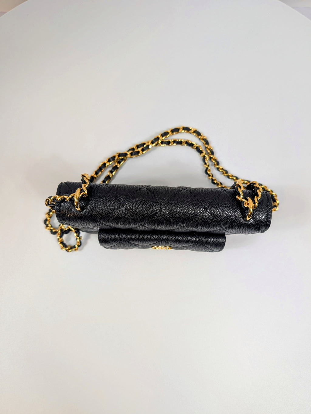 Chanel Black Caviar Leather Extra Mini Rectangular Wallet on Chain