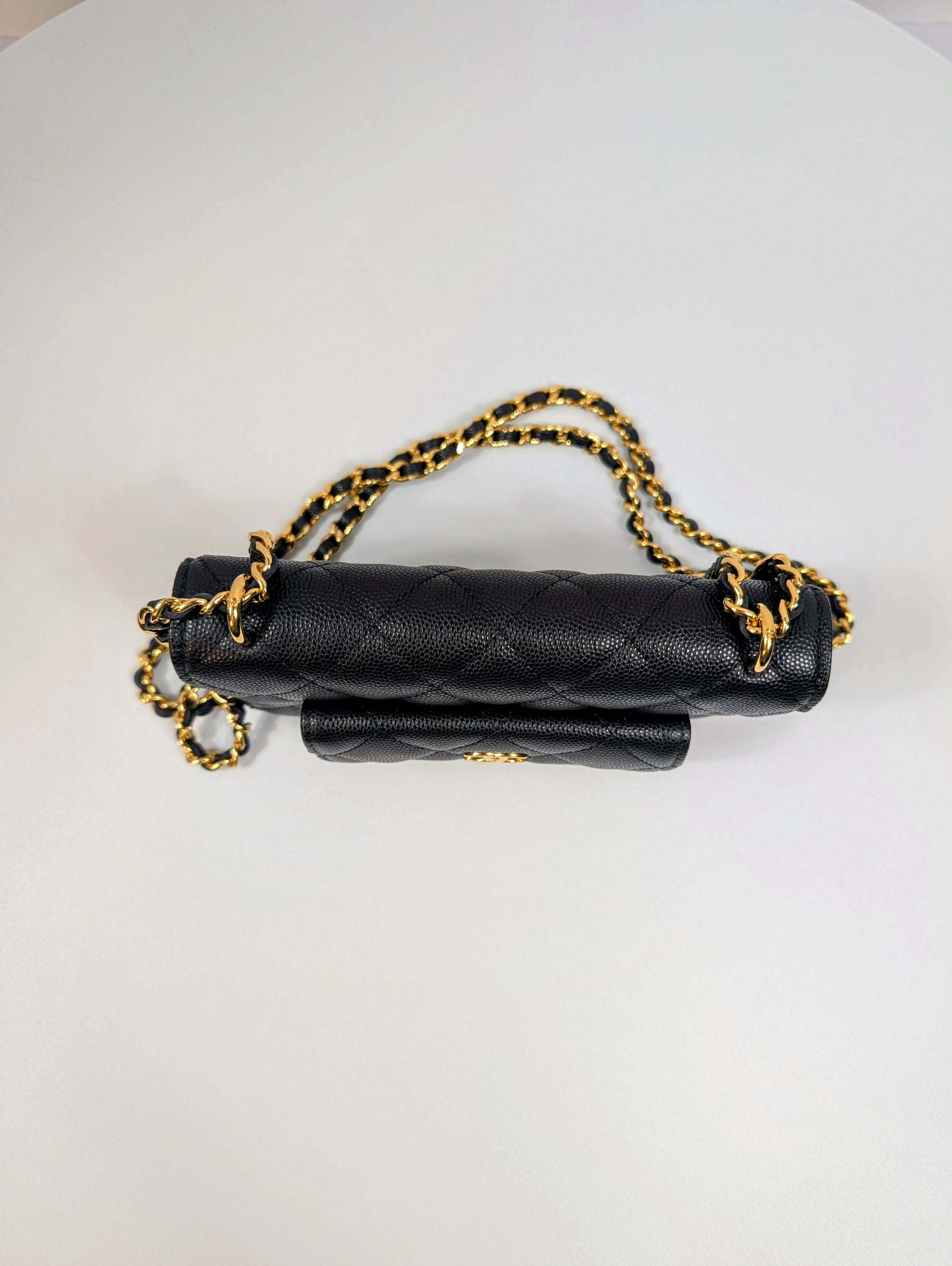 Chanel Black Caviar Leather Extra Mini Rectangular Wallet on Chain