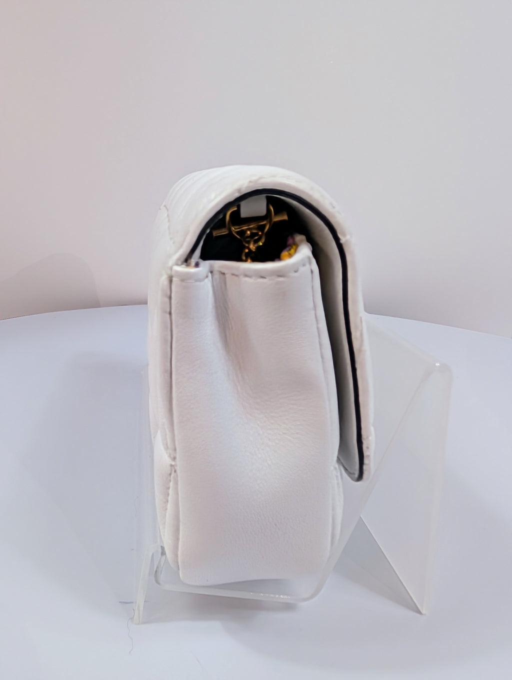 Versace White Virtus Quilted Chain Wallet on Chain (WOC)