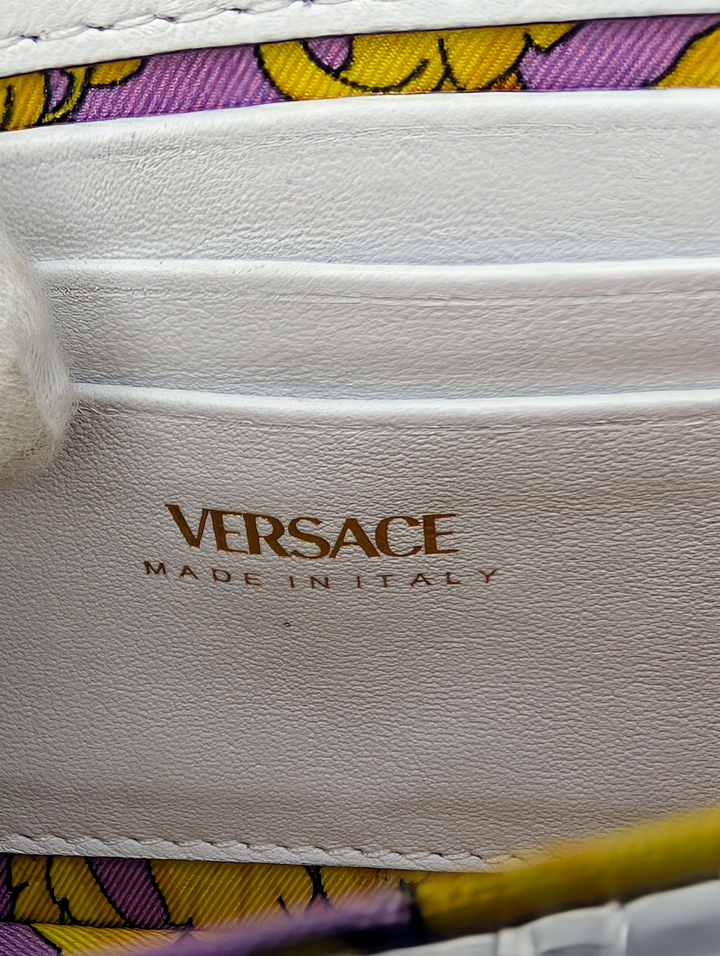 Versace White Virtus Quilted Chain Wallet on Chain (WOC)