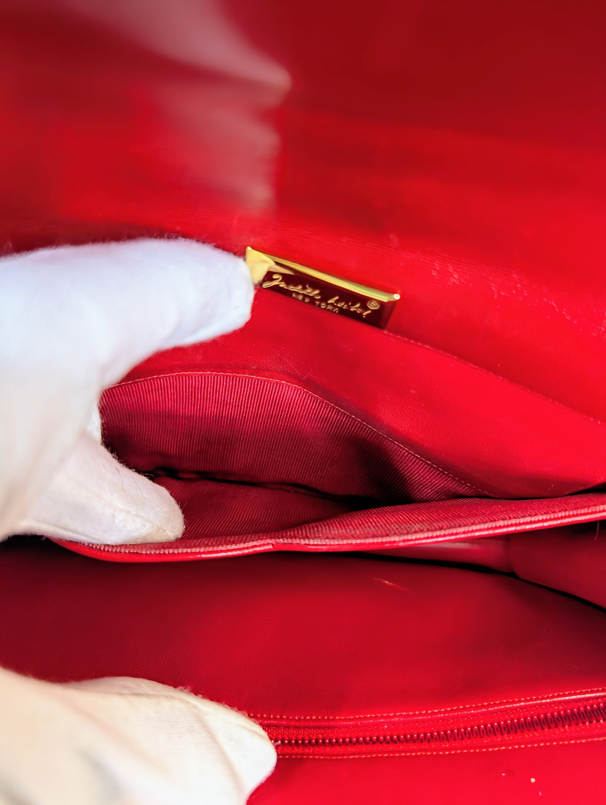 Judith Leiber Vintage Exotic Skin Clutch with Chain in Red Alligator