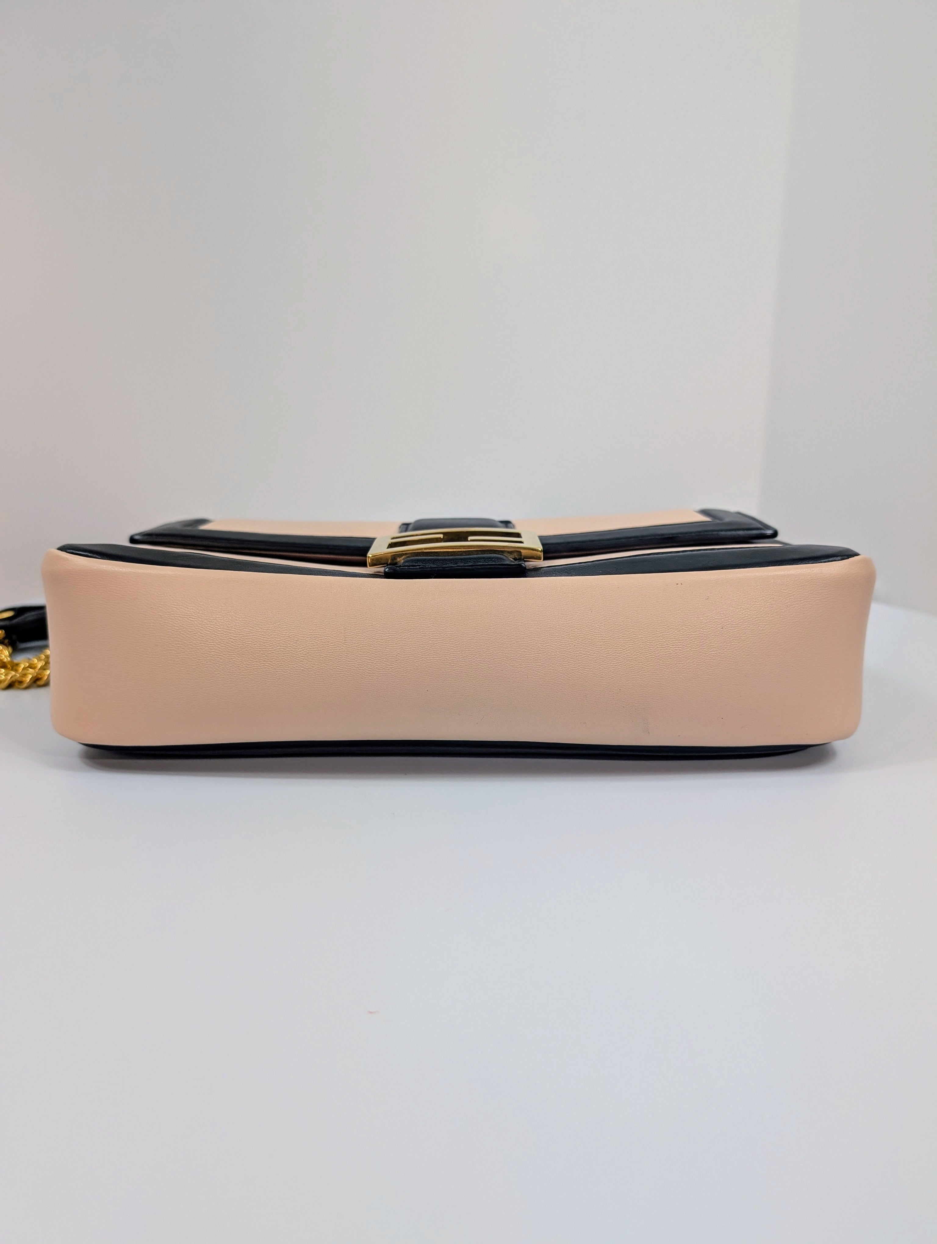 Fendi Bicolor Light Pink and Black Baguette Bag