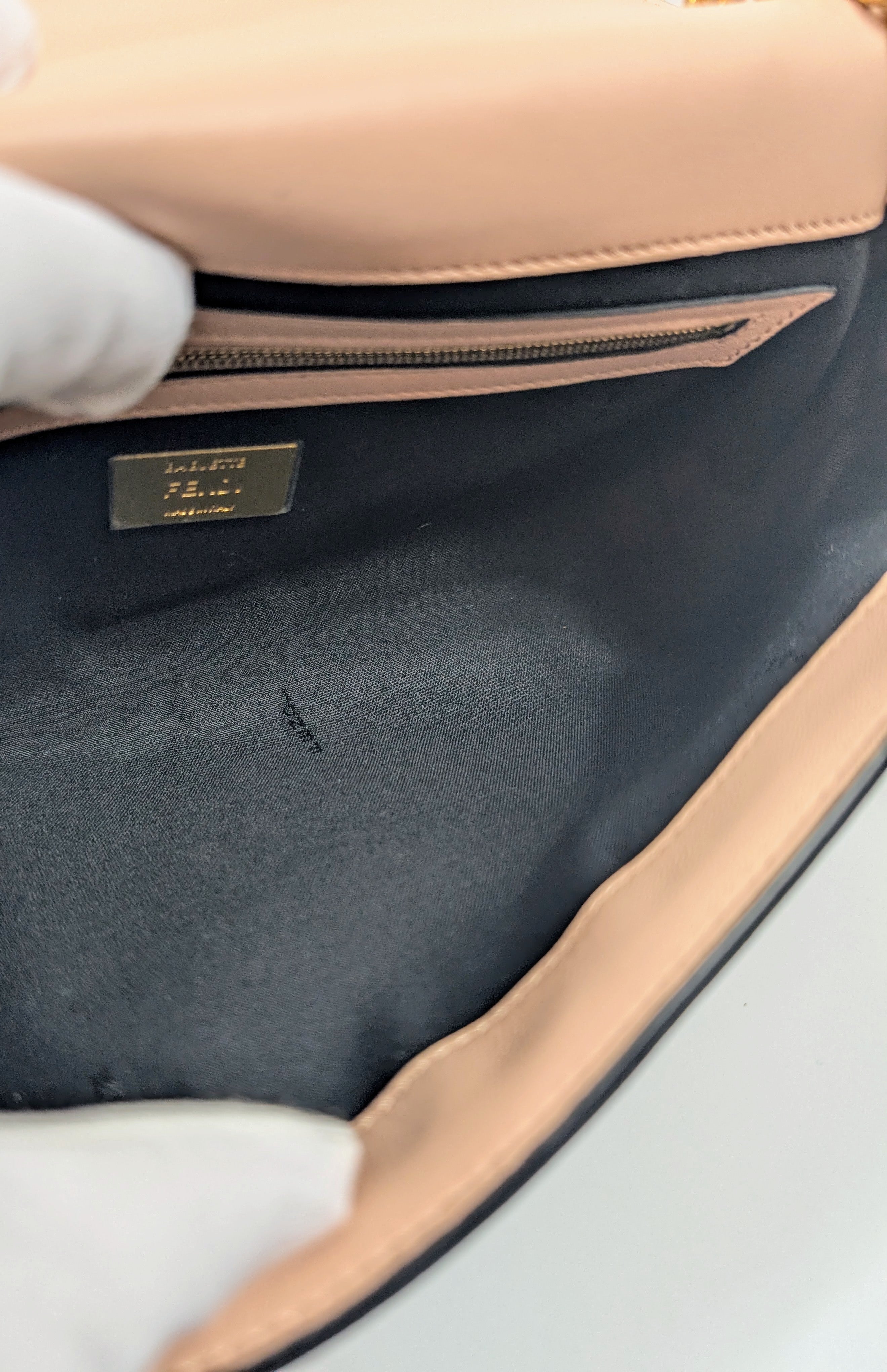 Fendi Bicolor Light Pink and Black Baguette Bag
