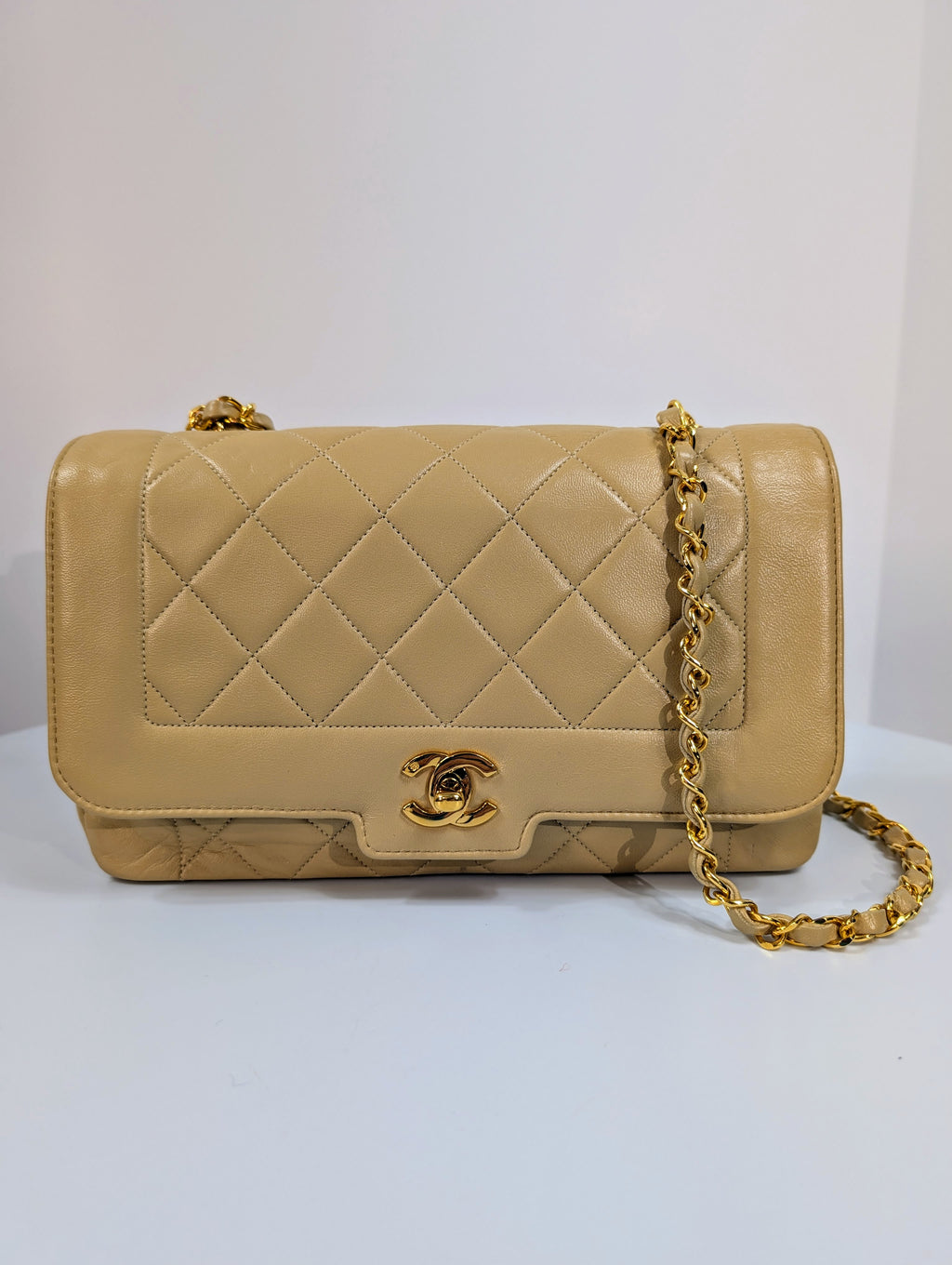 Chanel Vintage (1 series) Beige Classic Early Diana Single Flap Bag